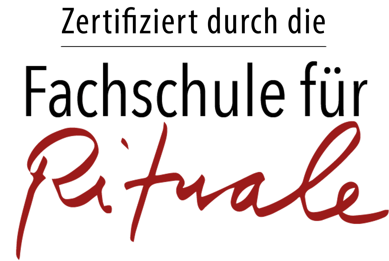 Text in Deutsch, der lautet: 'Zertifiziert durch die Fachschule für Rituale