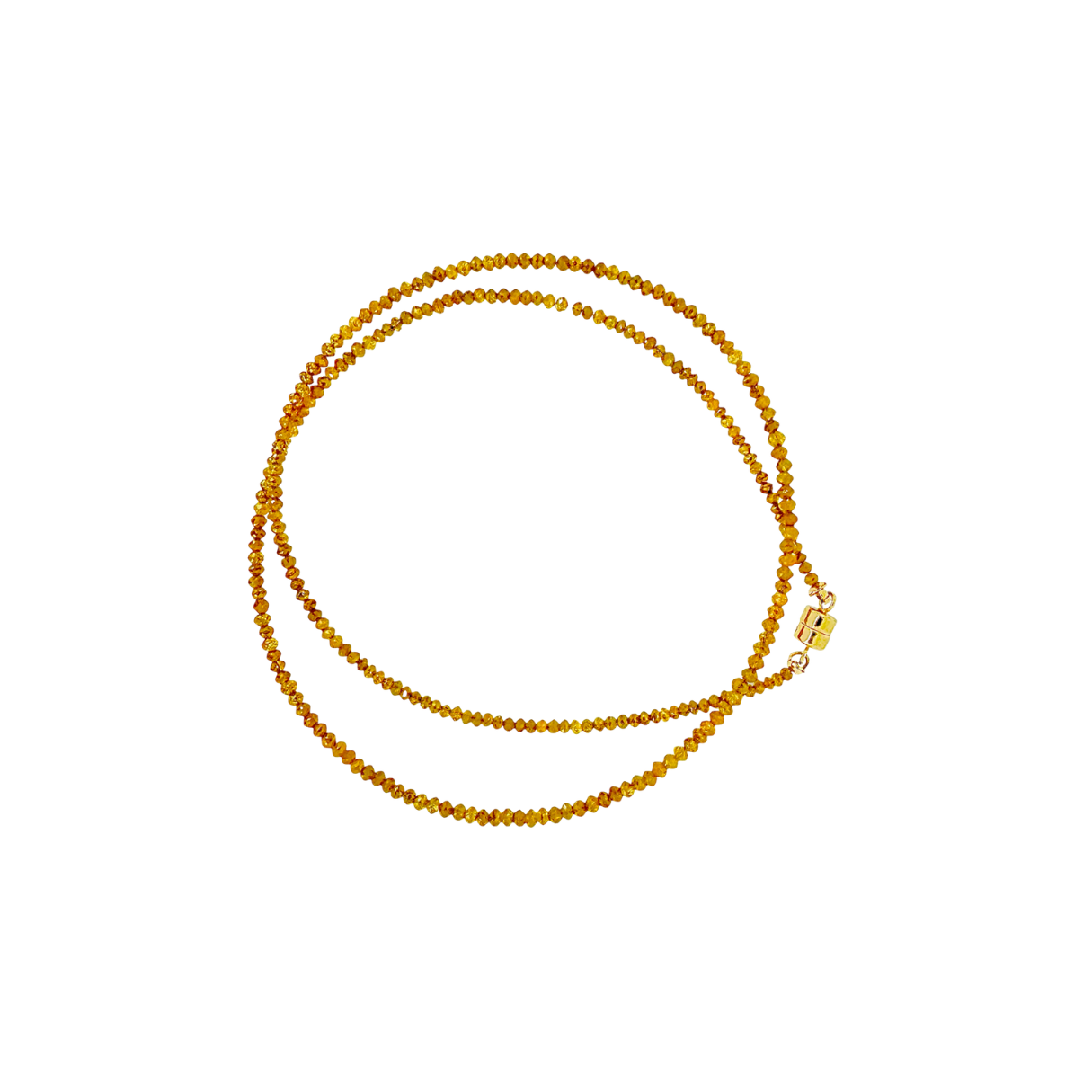 Yellow faceted diamond strand with 14k gold magnetic clasp