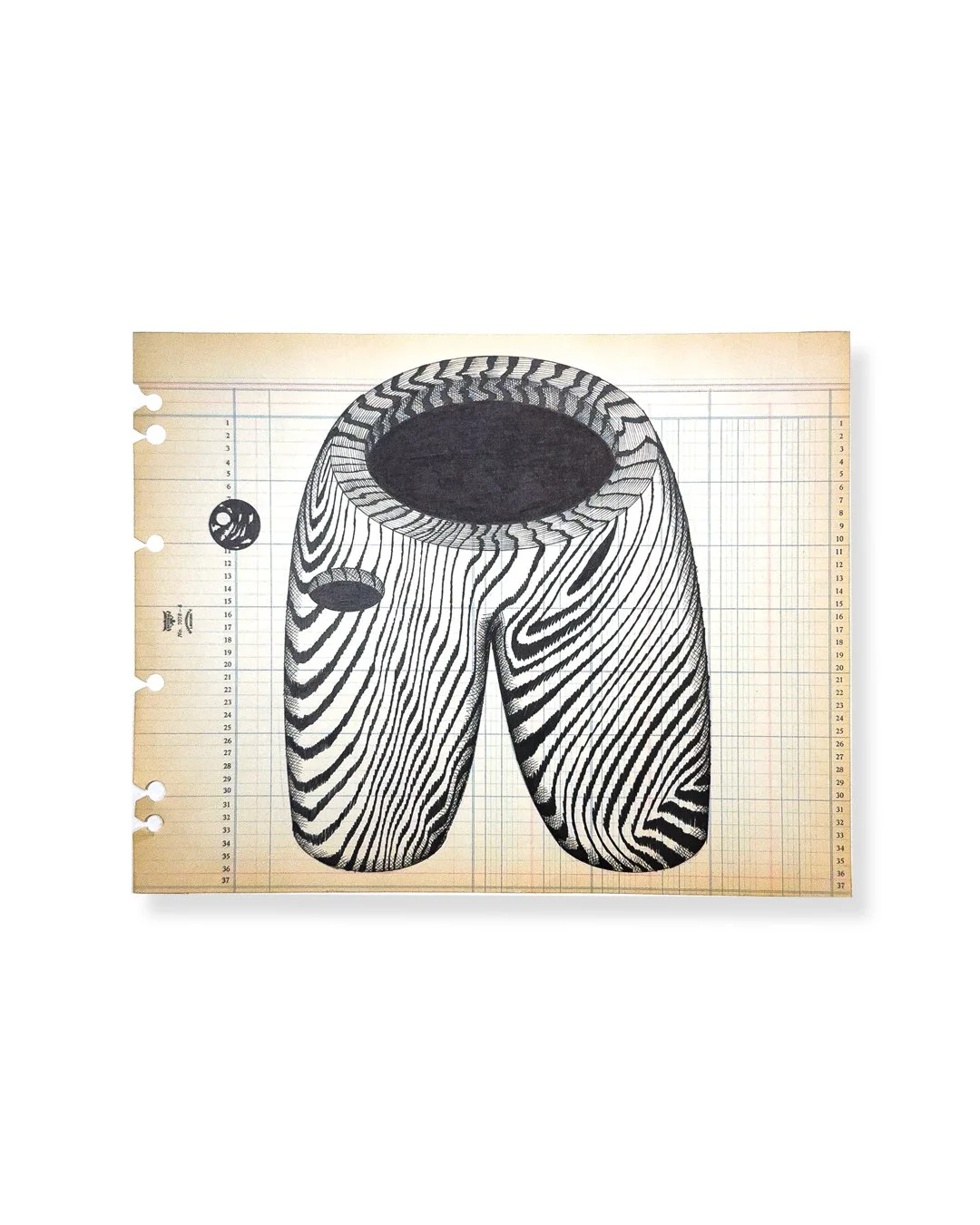 PANTS | 2021 | ink on antique ledger paper | 11 x 14 inches | 800USD