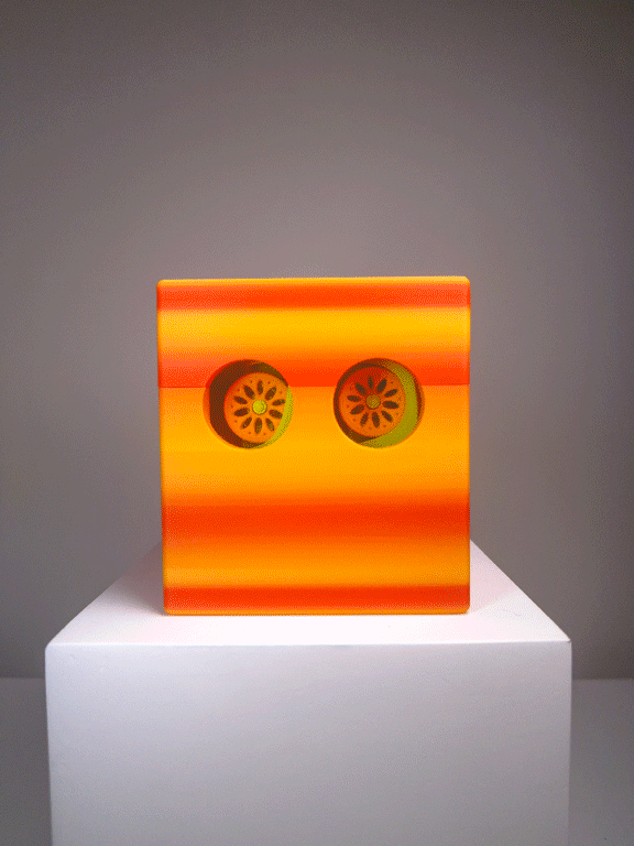 Boxcar (little lightning edition) | 
2025 | 
a modular, magnetic car with custom box packaging | 
3D printed Plastic | 
4.875 x  4 .5 x 4 .5 box size | 
100USD (SOLD)