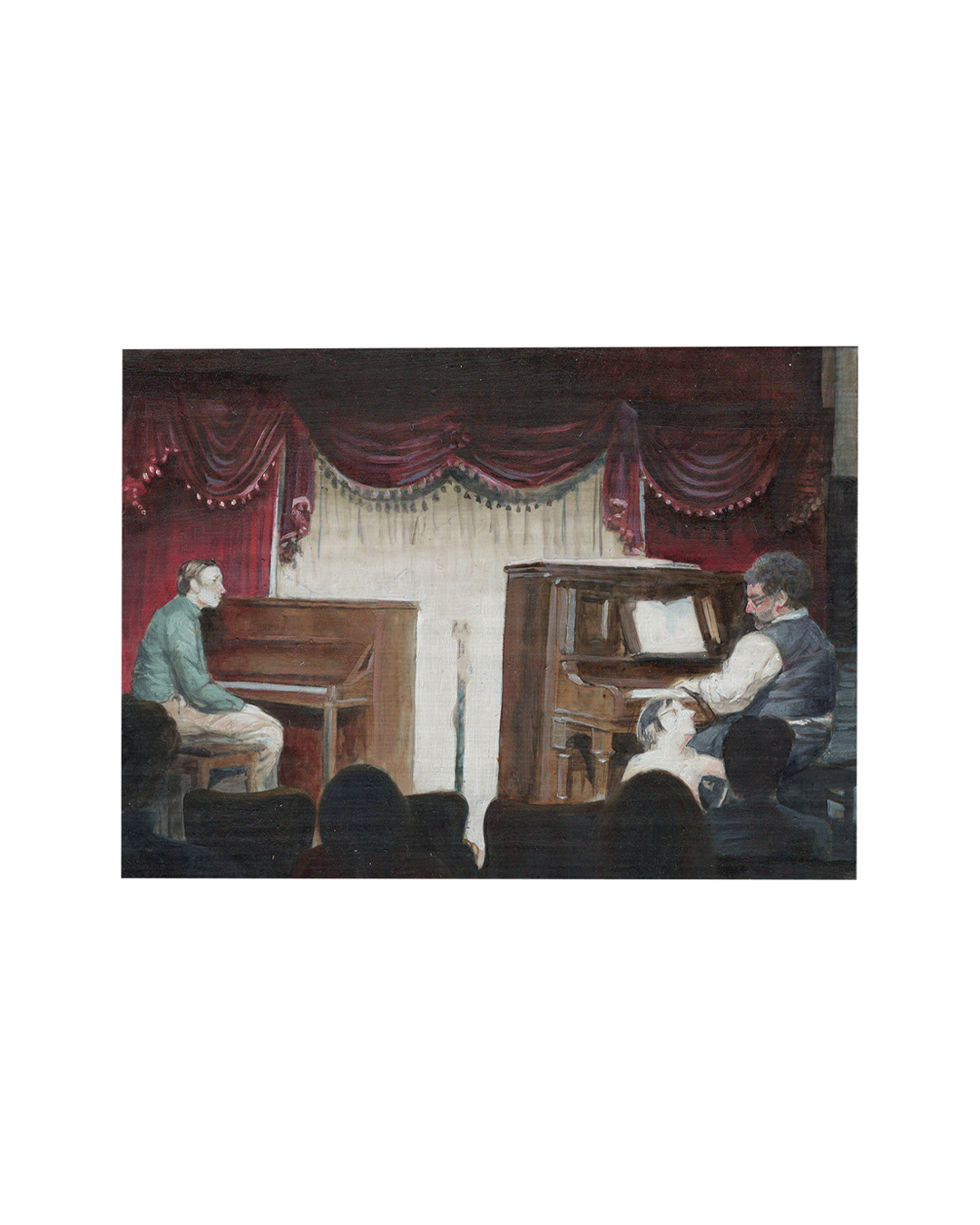 Ragtime Duel | 
2020 | 
oil, ink and pencil on wood panel | 
5x7 inches | 
600USD