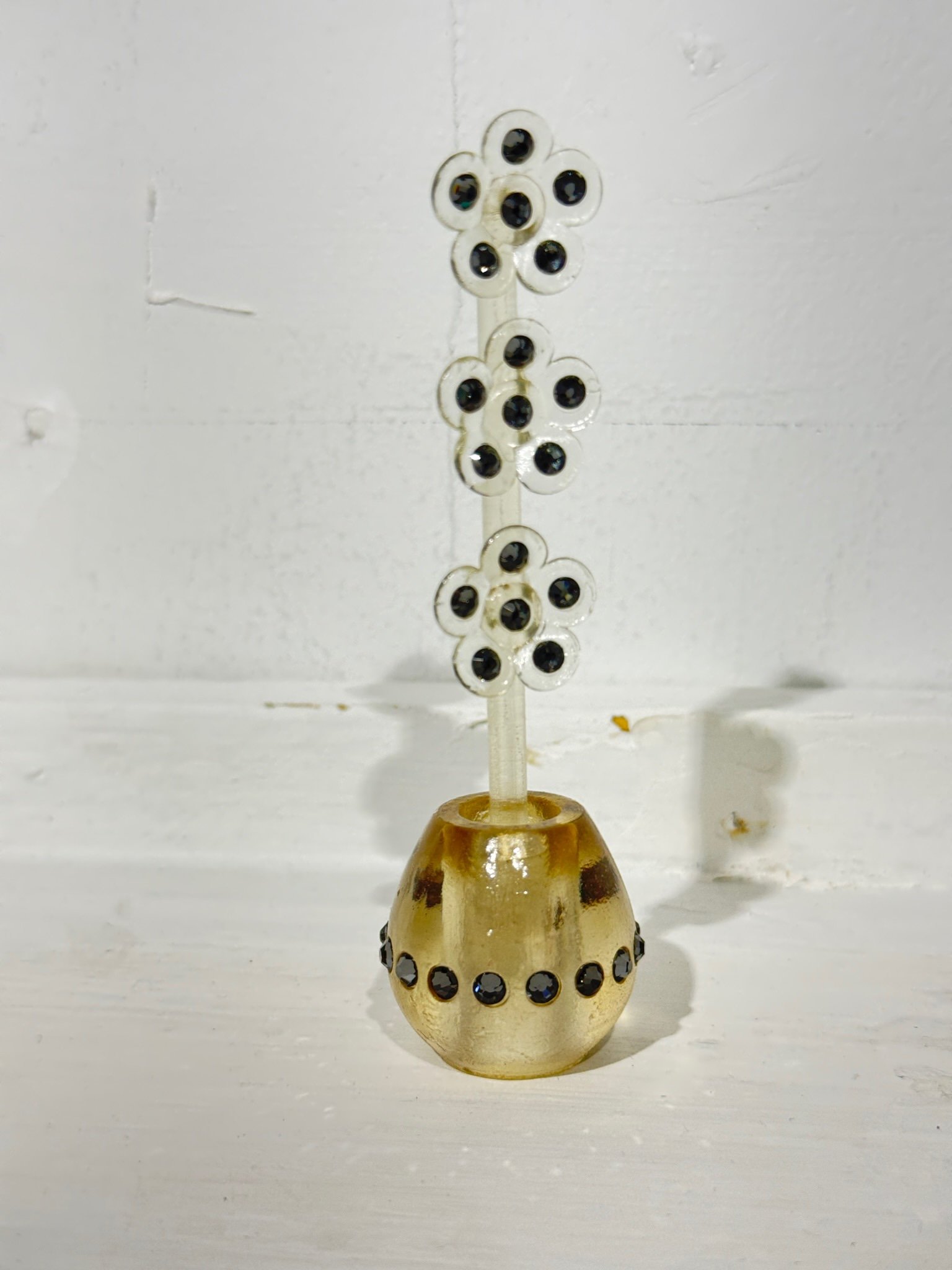 Floral Charms Series | 
2026 | 
Dimensions variable: Height about 4 inches | 
Resin, metal-backed crystals, automotive paint | 300USD