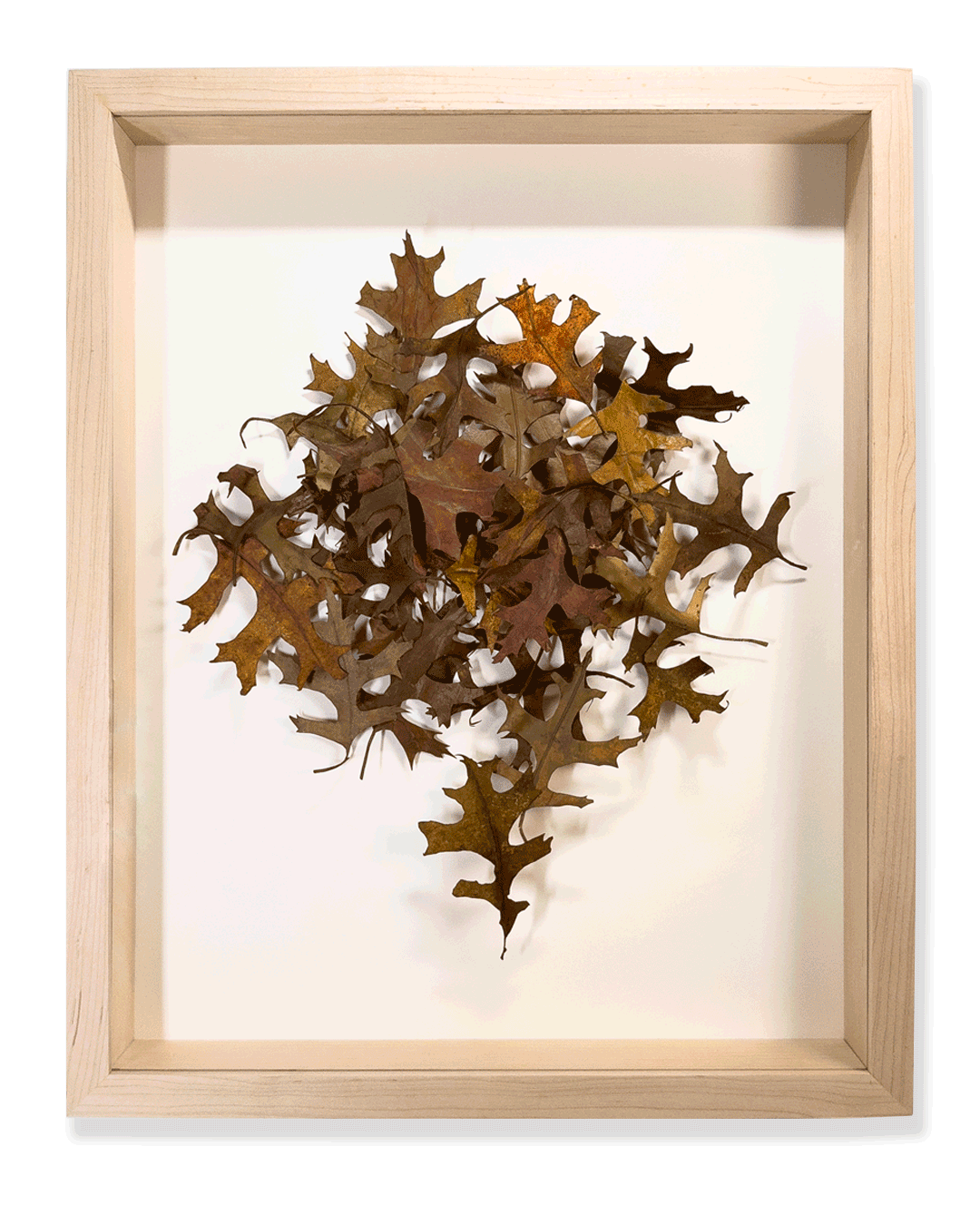 Clocking in at the leaf factory  | 
2026 | 
Paper, paint, clock mechanism | 
art work 3"X15"X15" with 21x17x3 maple frame
$1200 (Collection of the Gallery, Available for Sale)