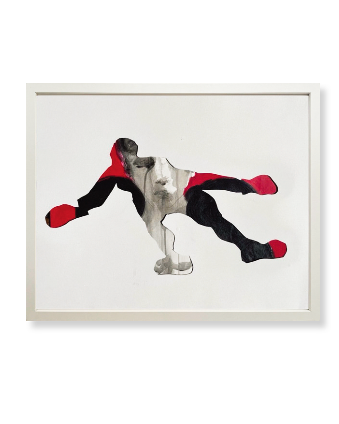 Fall Guy #1 | 2024 | Acrylic paint, pencil, paper, matt board (in frame) | 16 x 20 inchest
 | 500USD with frame 