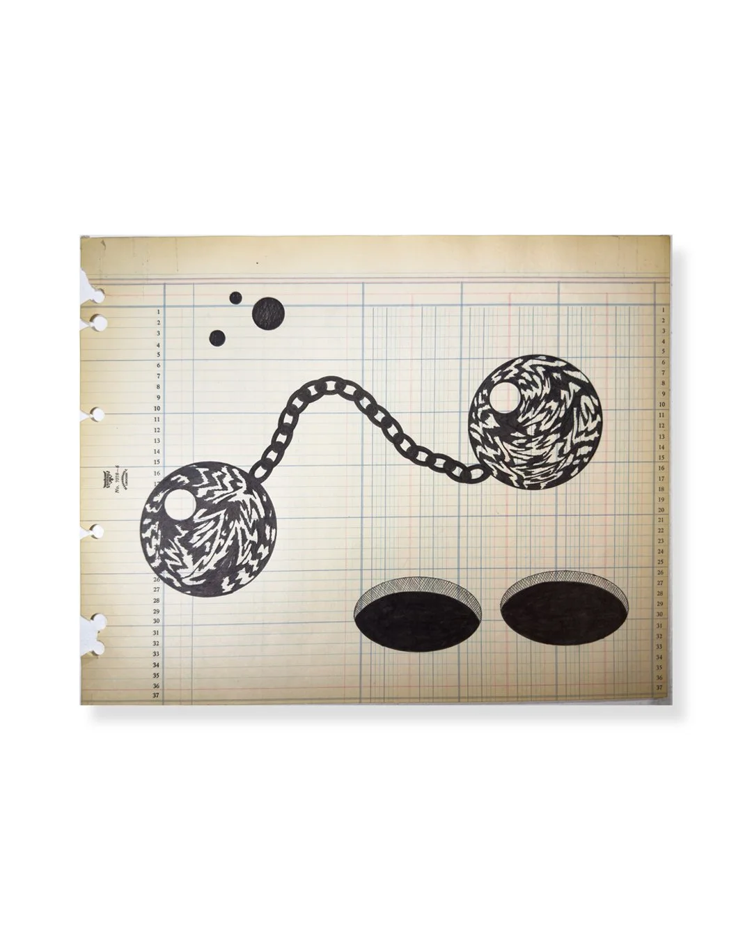 two-planets | 2021 | ink on antique ledger paper | 11 x 14 inches | 800USD