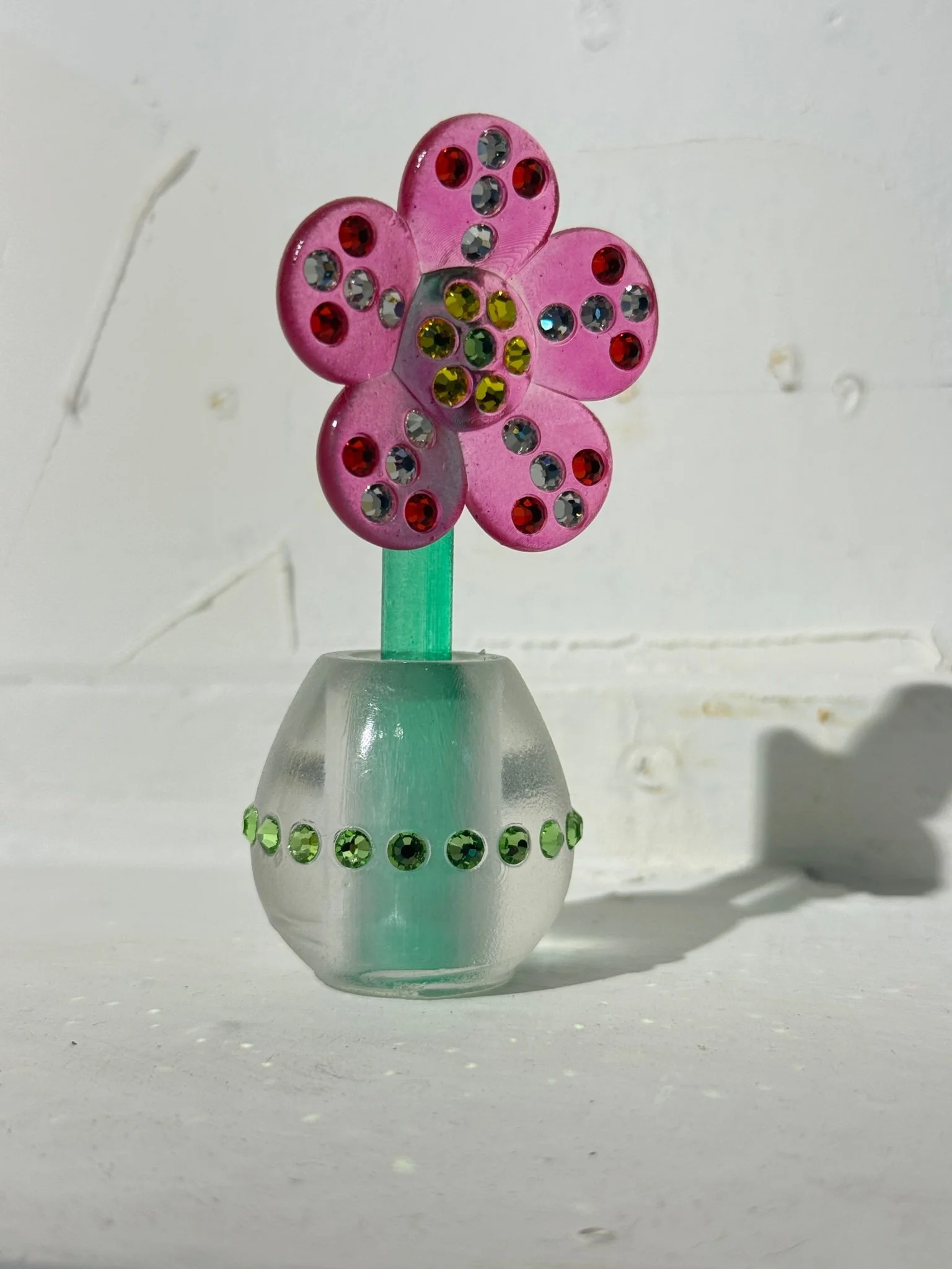 Floral Charms Series | 
2026 | 
Dimensions variable: Height about 4 inches | 
Resin, metal-backed crystals, automotive paint | 300USD