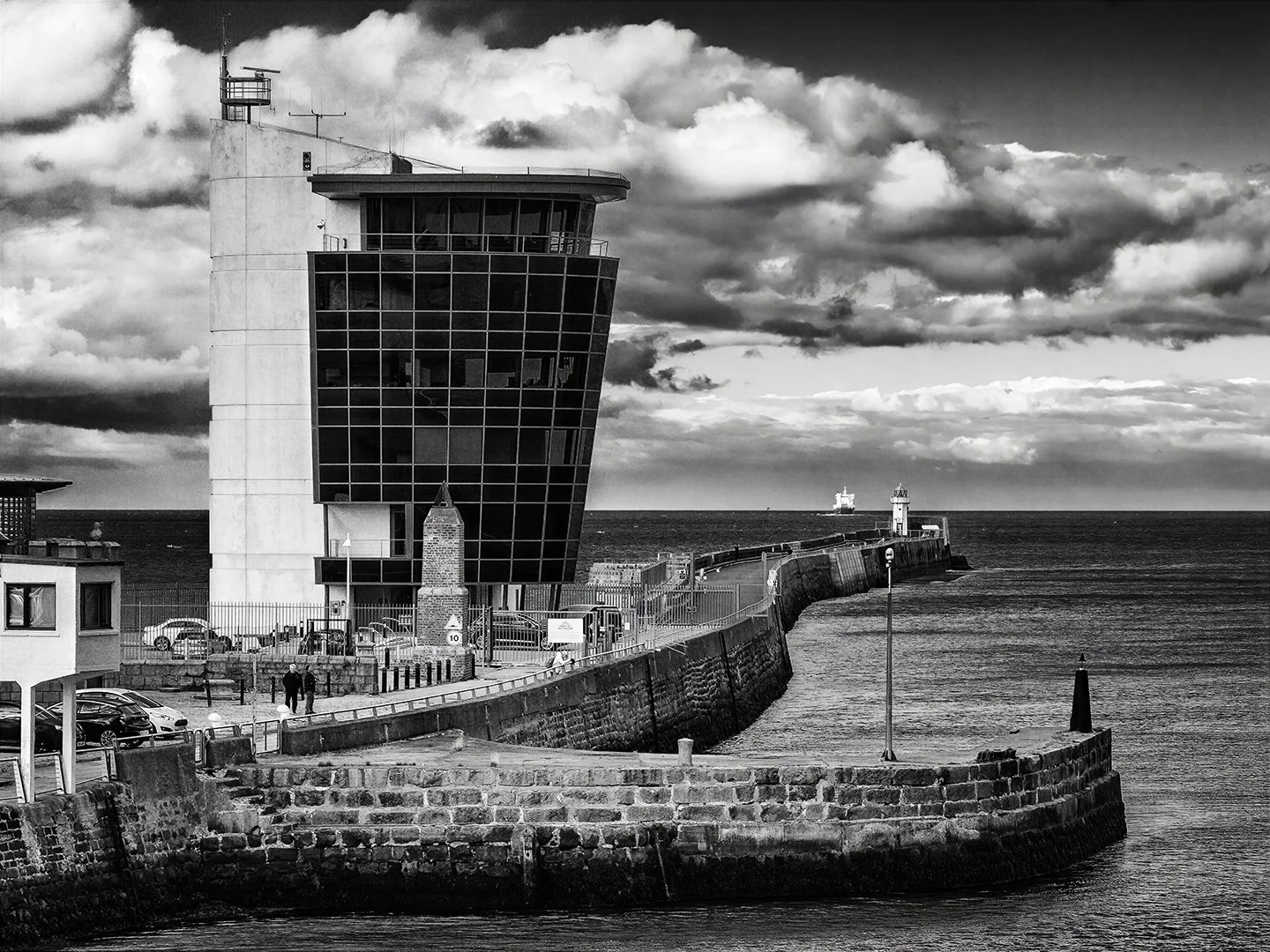 Approaching the North Pier Lighthouse on our way from Aberdeen to the Orkney Islands