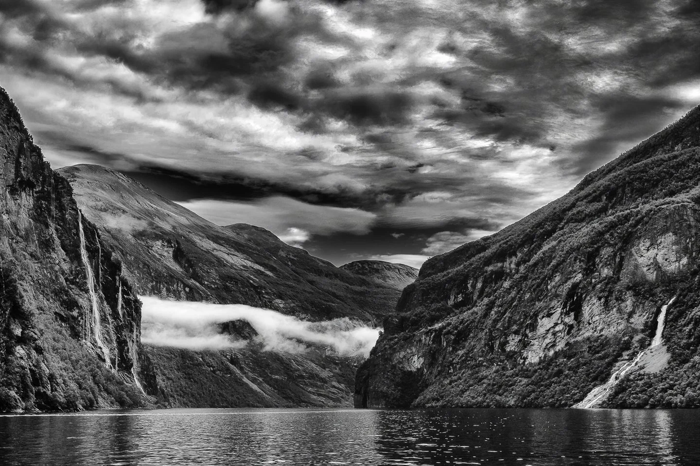 Seven Sisters Falls (left)  and Bridal Veil Falls (right) -- Geiranger Fjord