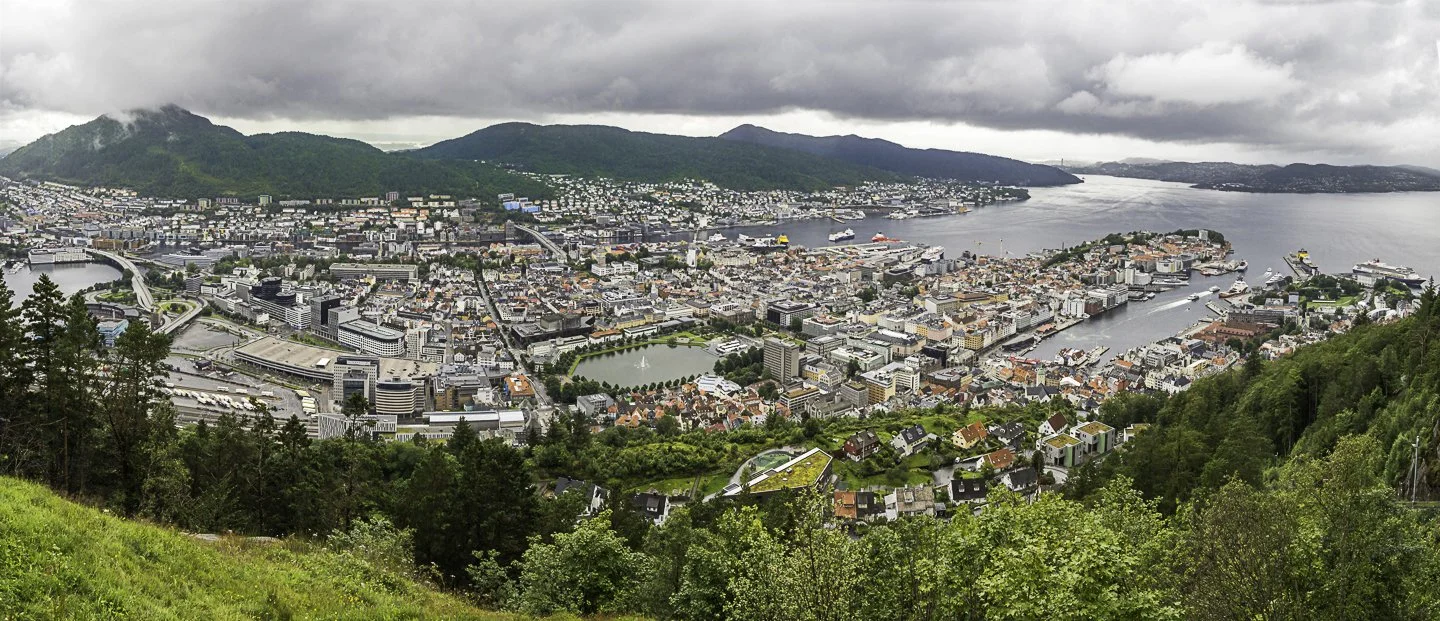 Bergen from the top of the Mt Floyen funicular