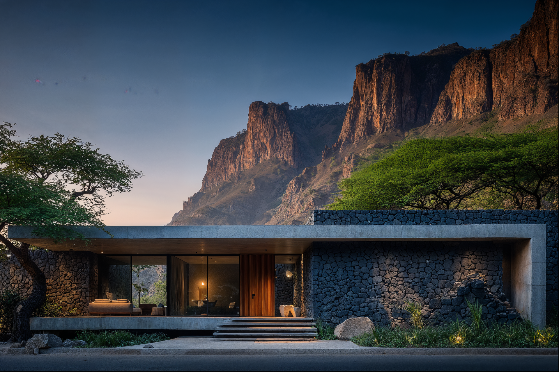 Basalt Monolith House, Entrance.png
