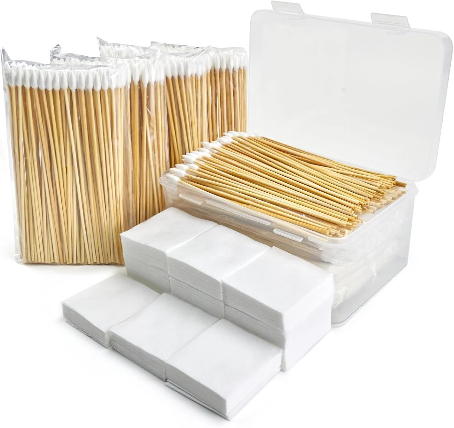 Angled Cotton Swabs with Cleaning Patches Combo