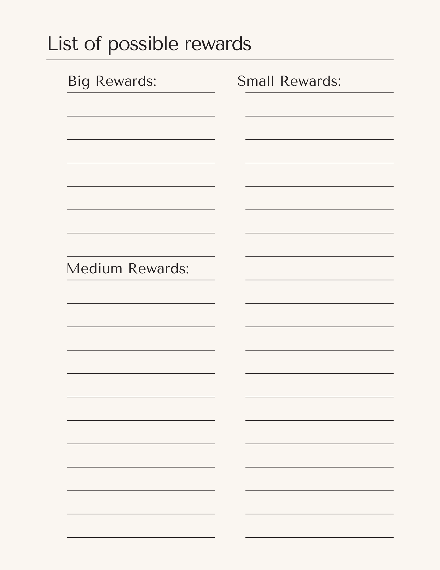 Rewards planner for ADHD