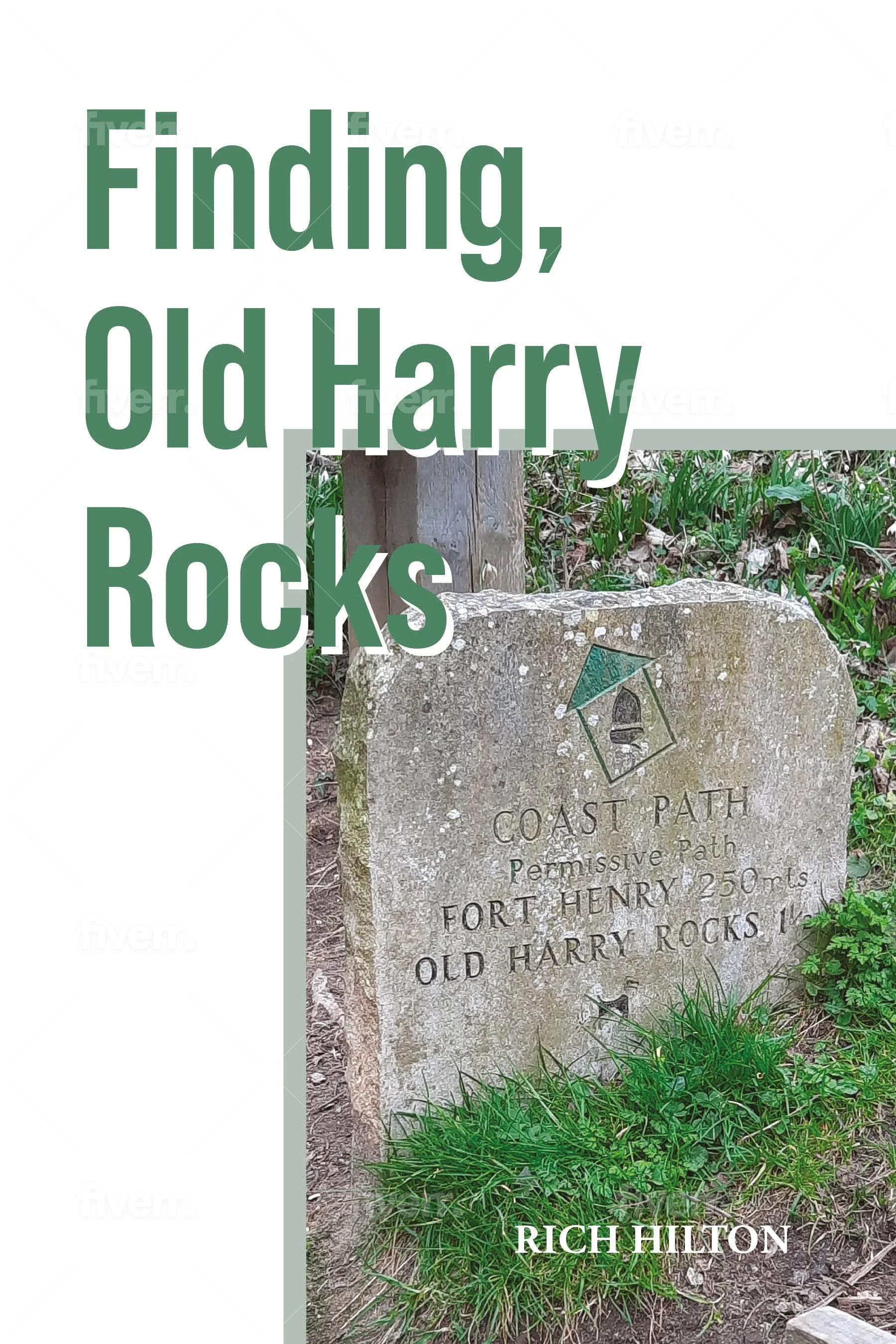Book cover. for a poerty book called Finding, Old Harry Rocks.