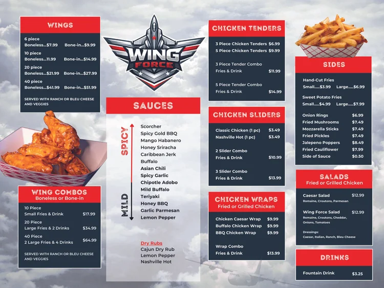 Wing Force Menu | Chicken Wings, Burgers & Classic Sauces — Wing force