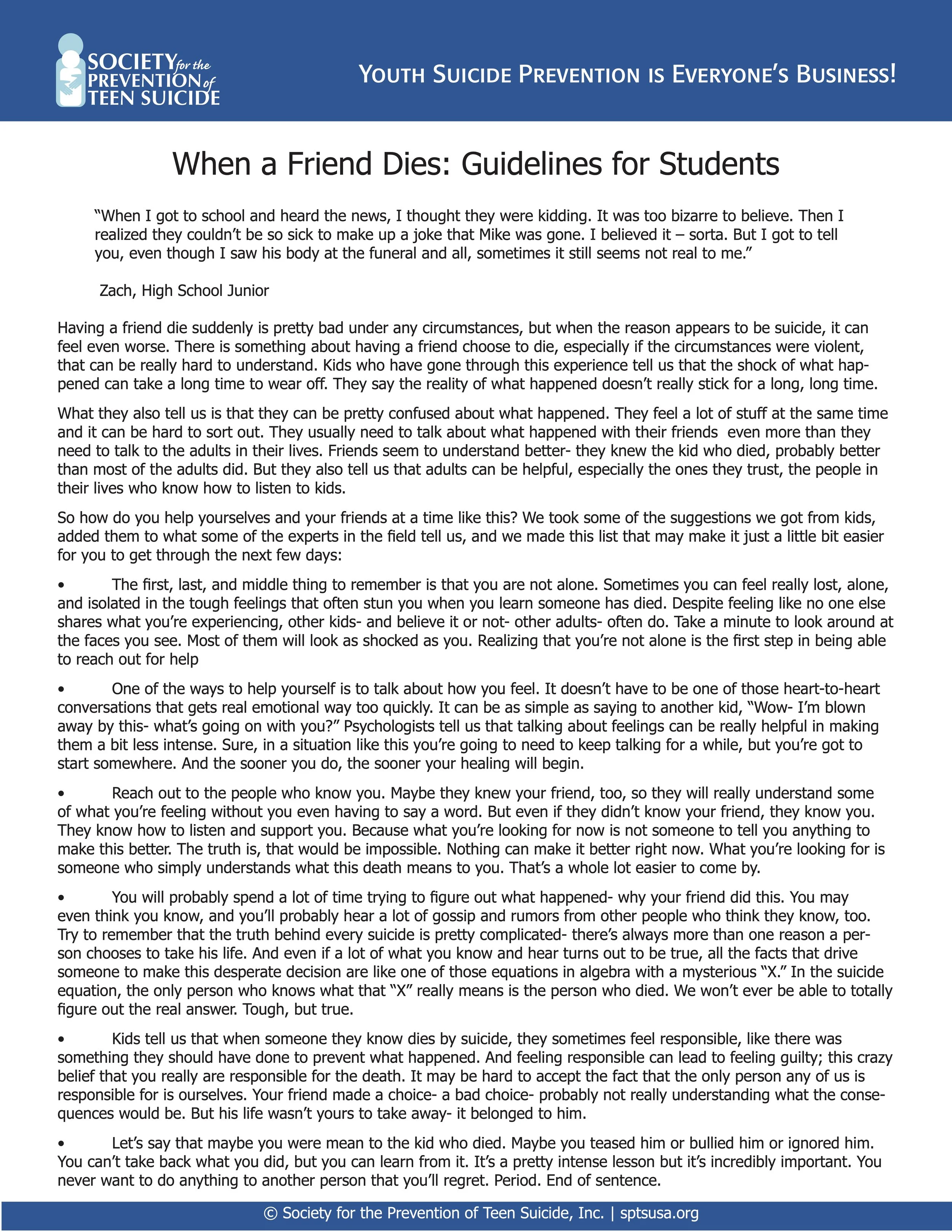 When a friend dies by suicide