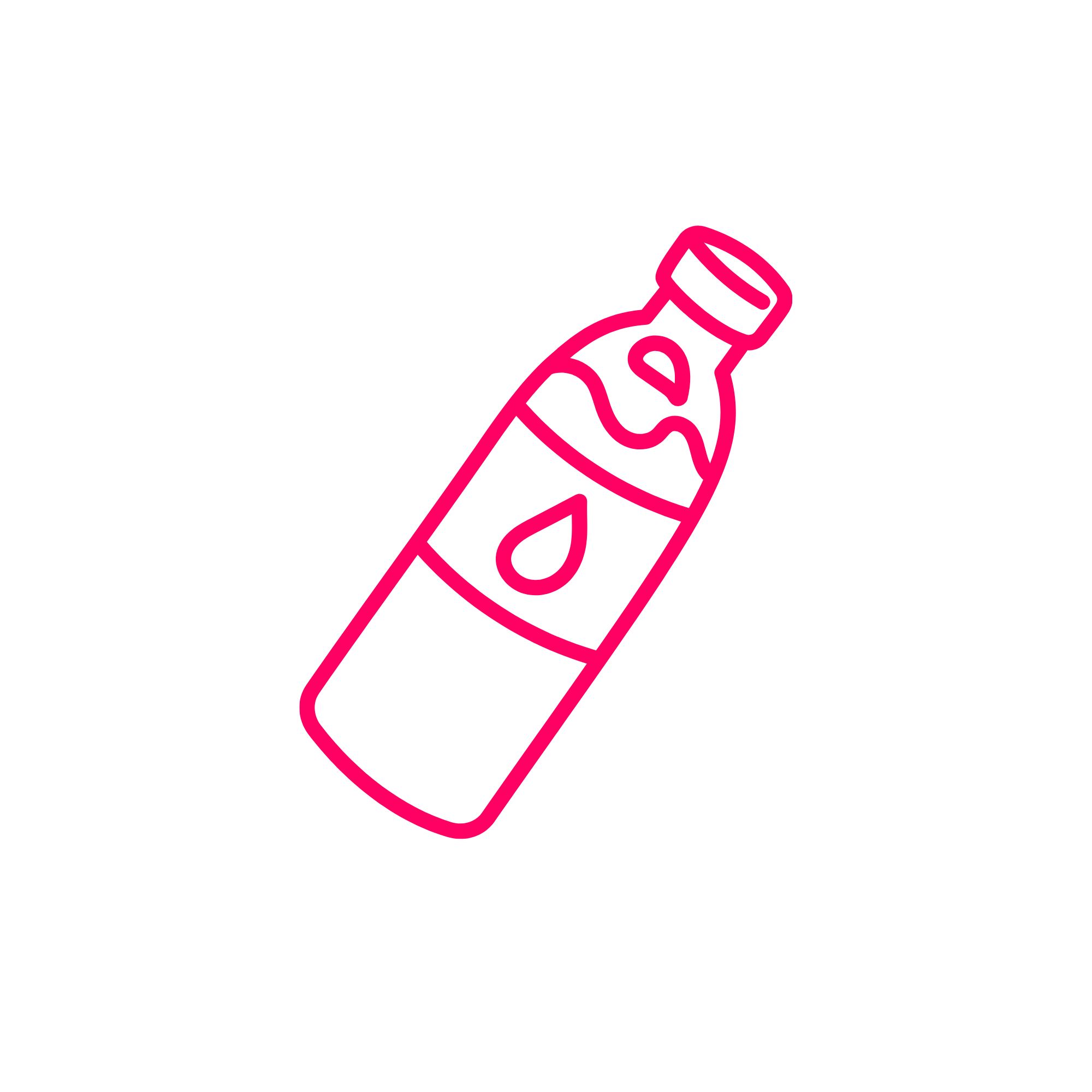 Neon pink outline of a water bottle