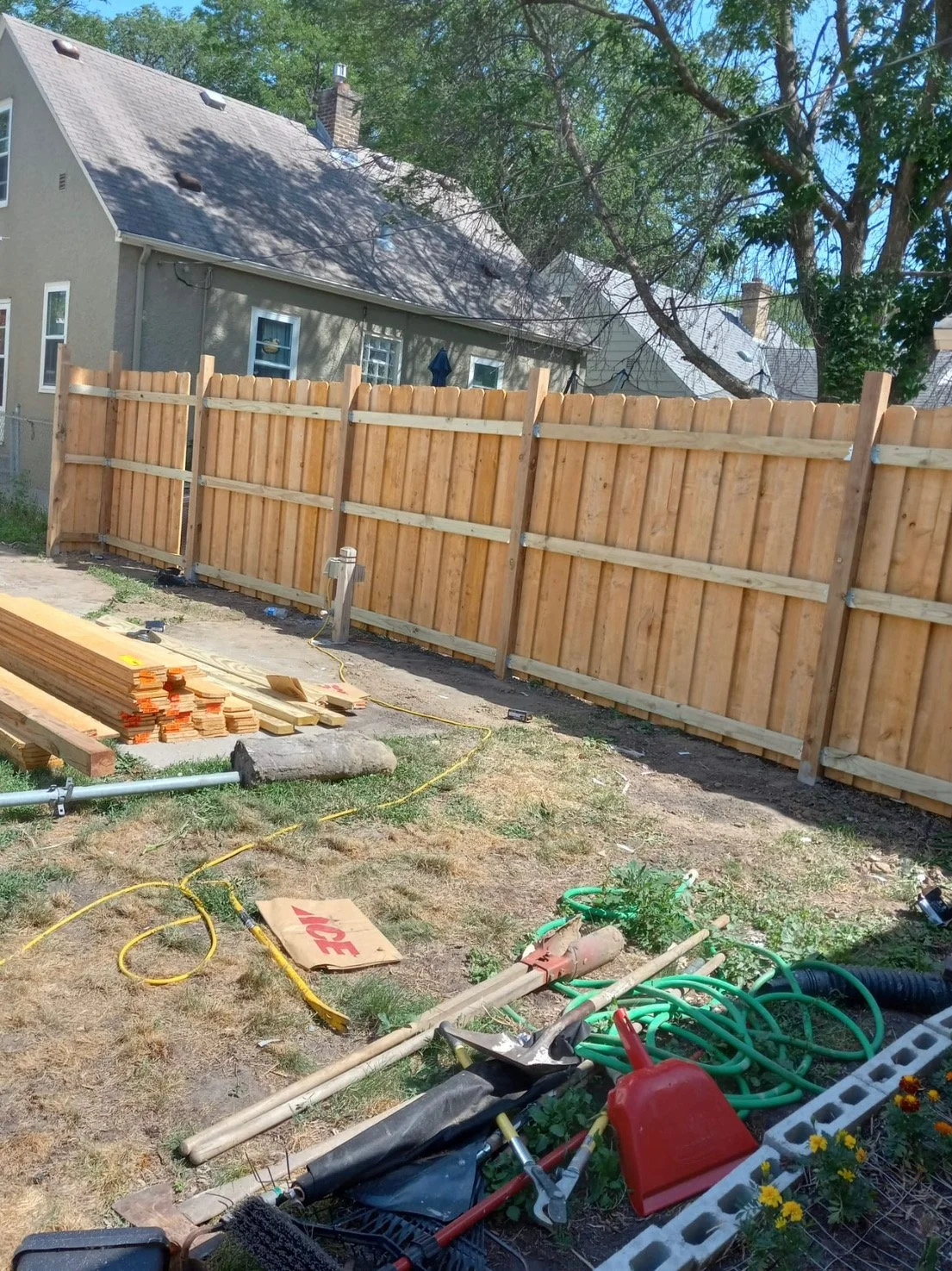wood fence installation