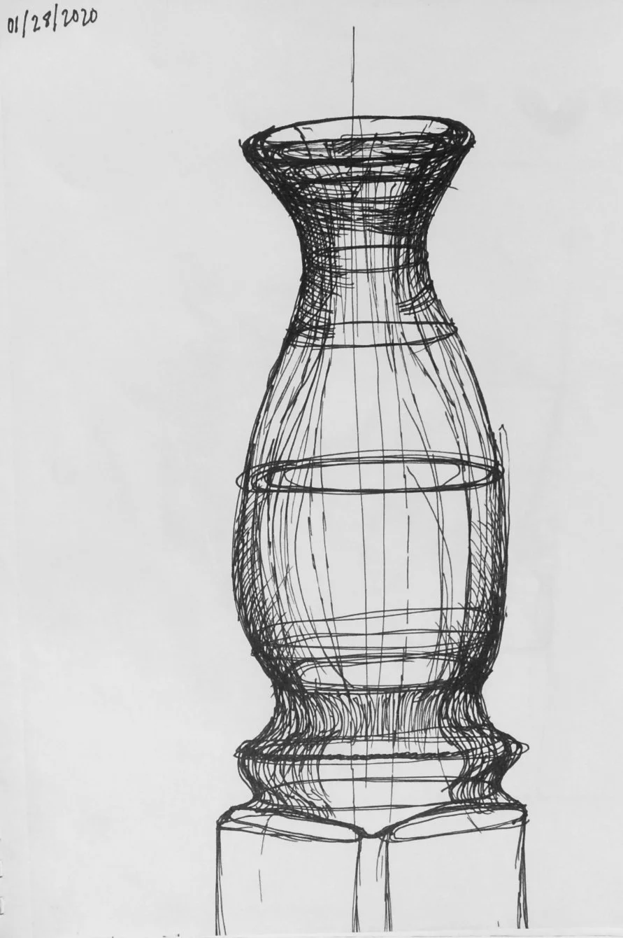 Vase 8x11, ink on paper, 2020 