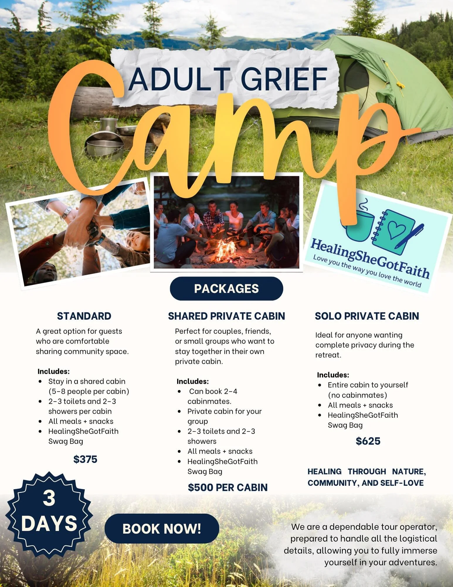 We are so honored to partner with @healingshegotfaith for Adult Grief Camp 2026 💚

Together, we are creating a safe space for adults navigating grief to rest, heal, connect, and simply be human during the weekend of National Grief Awareness Day.
🏕️