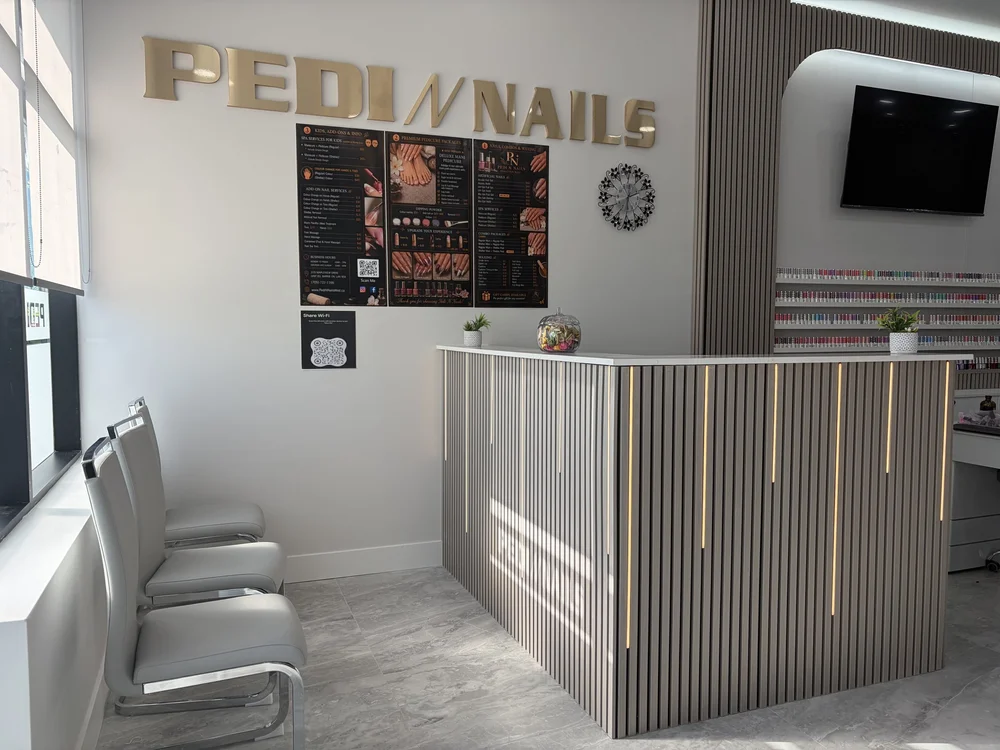 Bright reception and manicure area at Pedi N Nails Mapleview West in Barrie