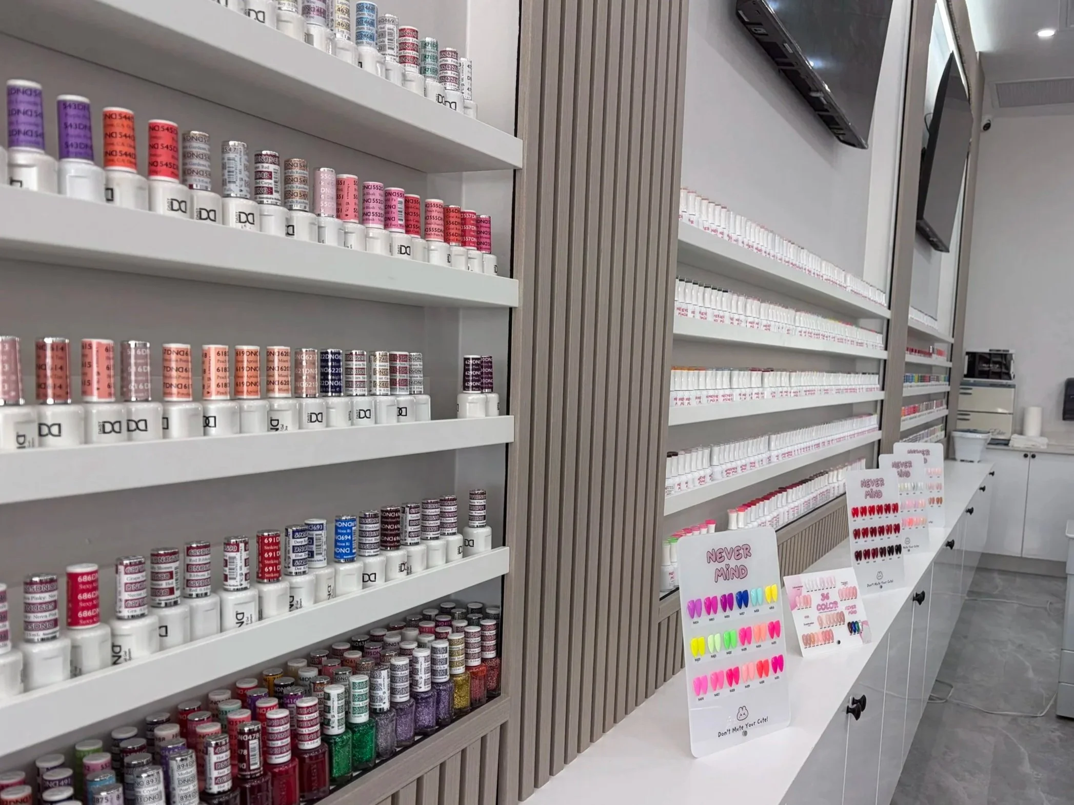 Nail polish colour selection at Pedi N Nails West salon in Barrie