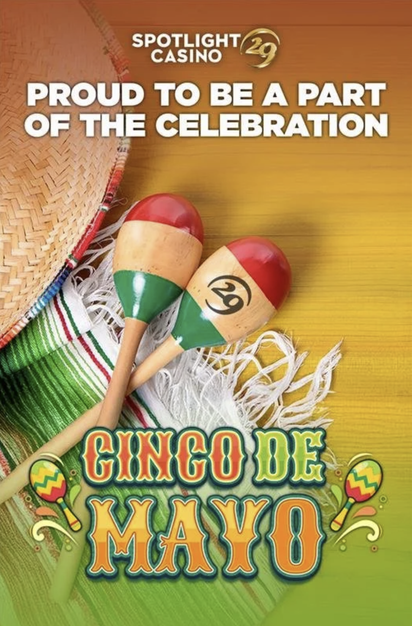 Cinco De Mayo Greetings Taproom Ad | Spotlight 29 Casino