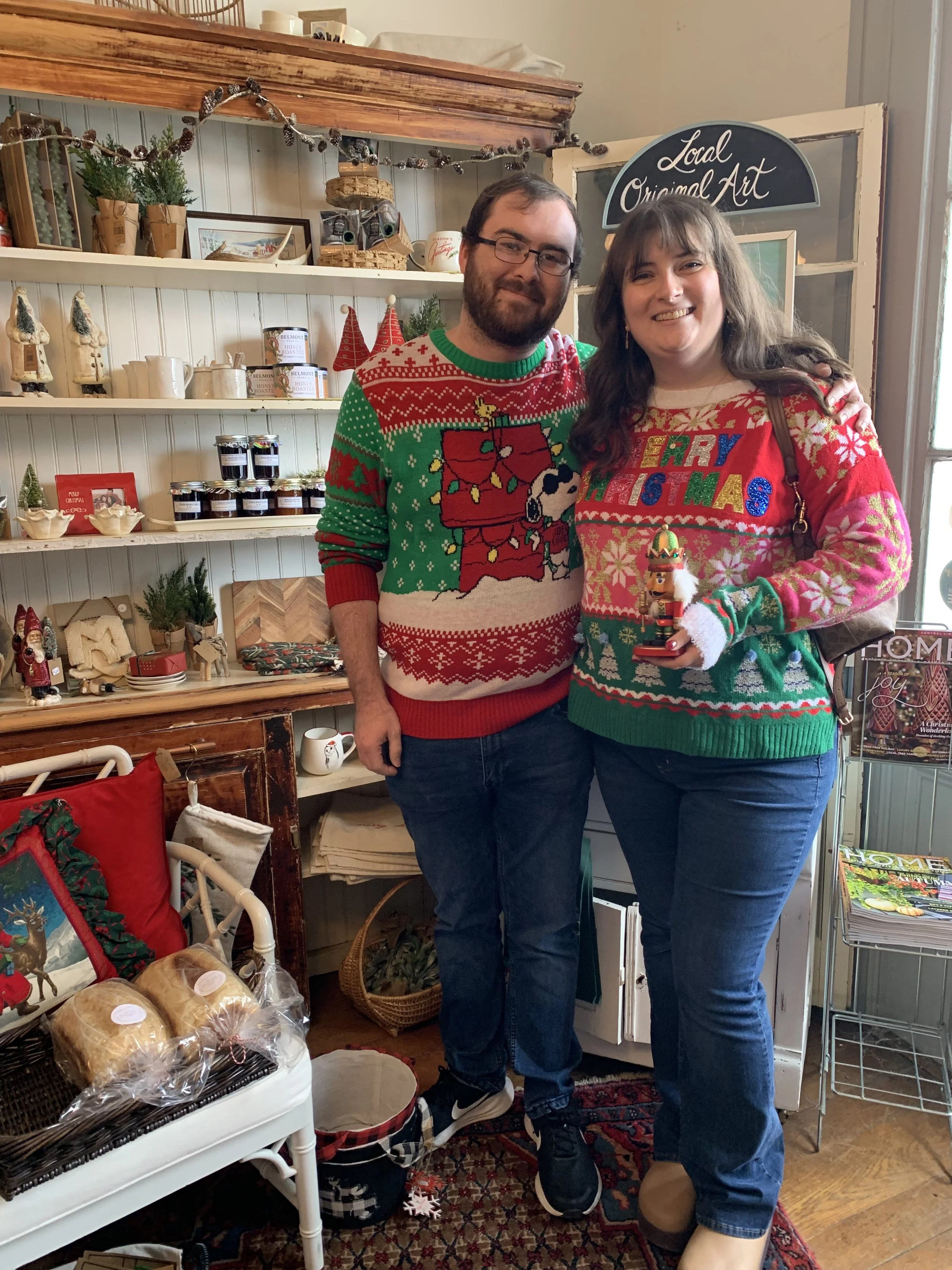 This pic is from December 2025, but we wore these sweaters on our first date in December 2024!