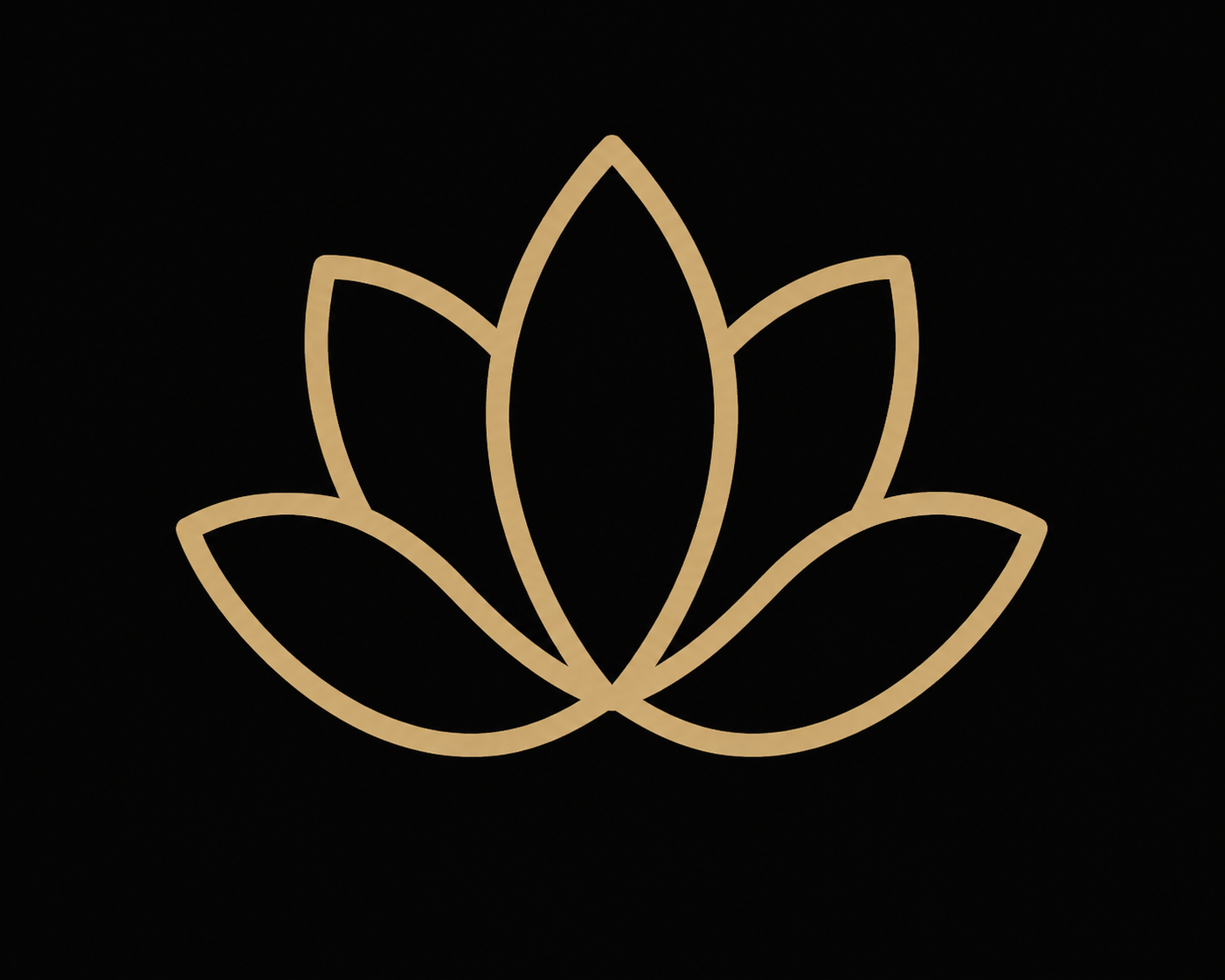 Golden outline of a lotus flower on a black background.