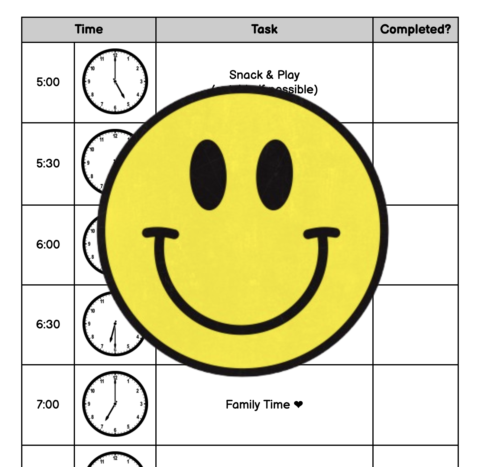 Editable Nightly Routine Chart w/ Visual Cues
