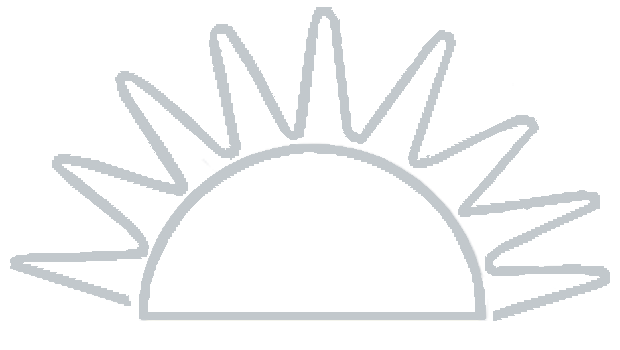 Line drawing of a semi-circle with a sunburst pattern radiating outward.