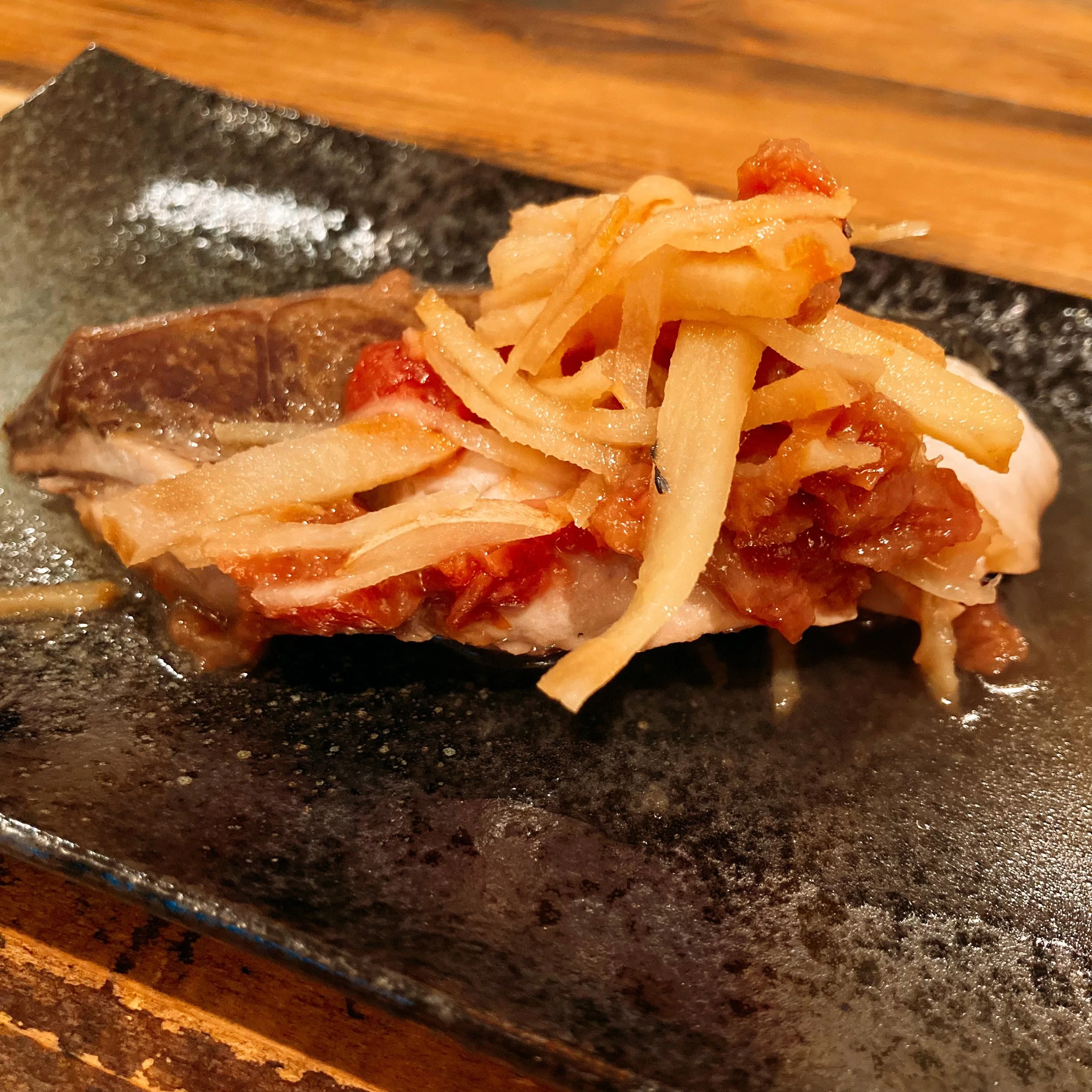 ブリの梅肉と生姜の煮付け