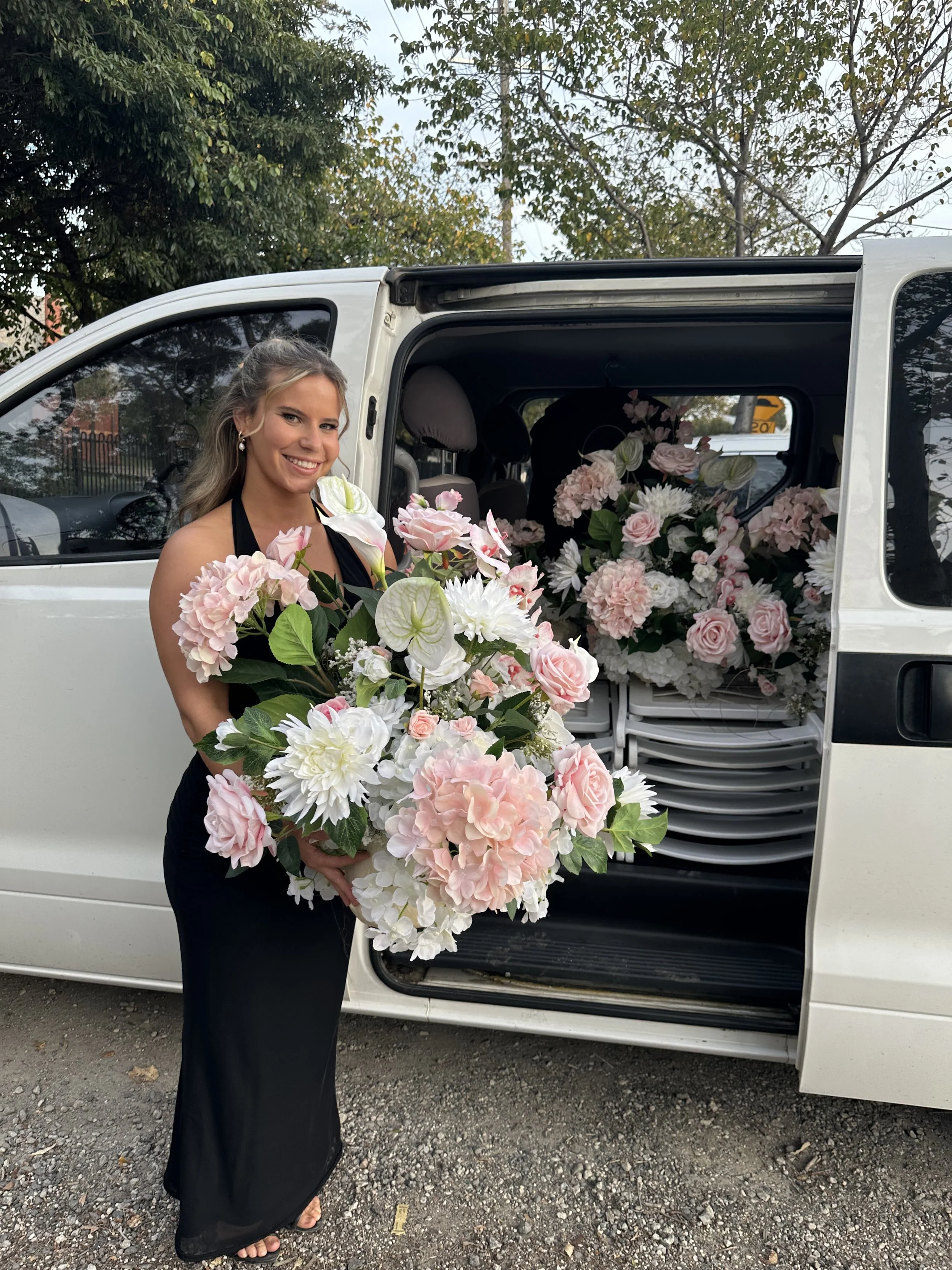 Pink blush large floral arrangment wedding