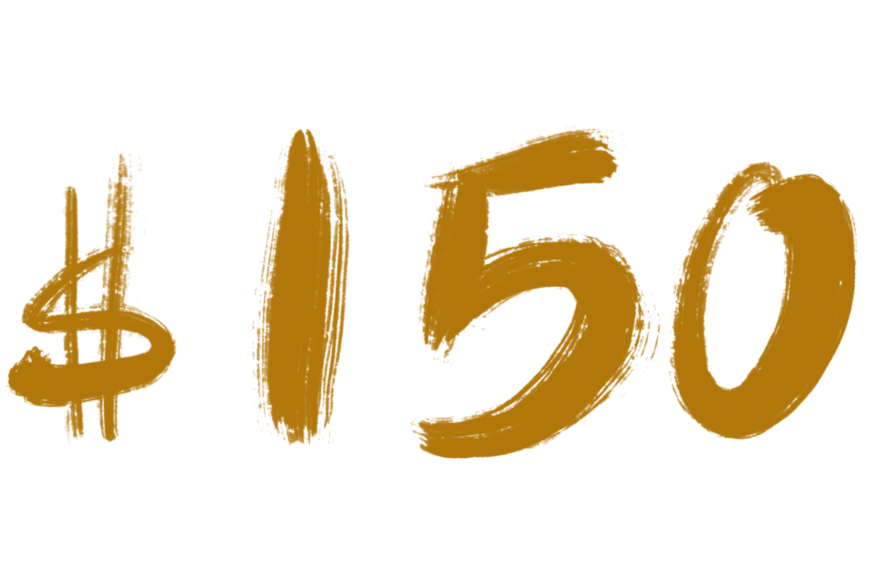 Gold-colored handwritten text that says '$20' with a dollar sign.