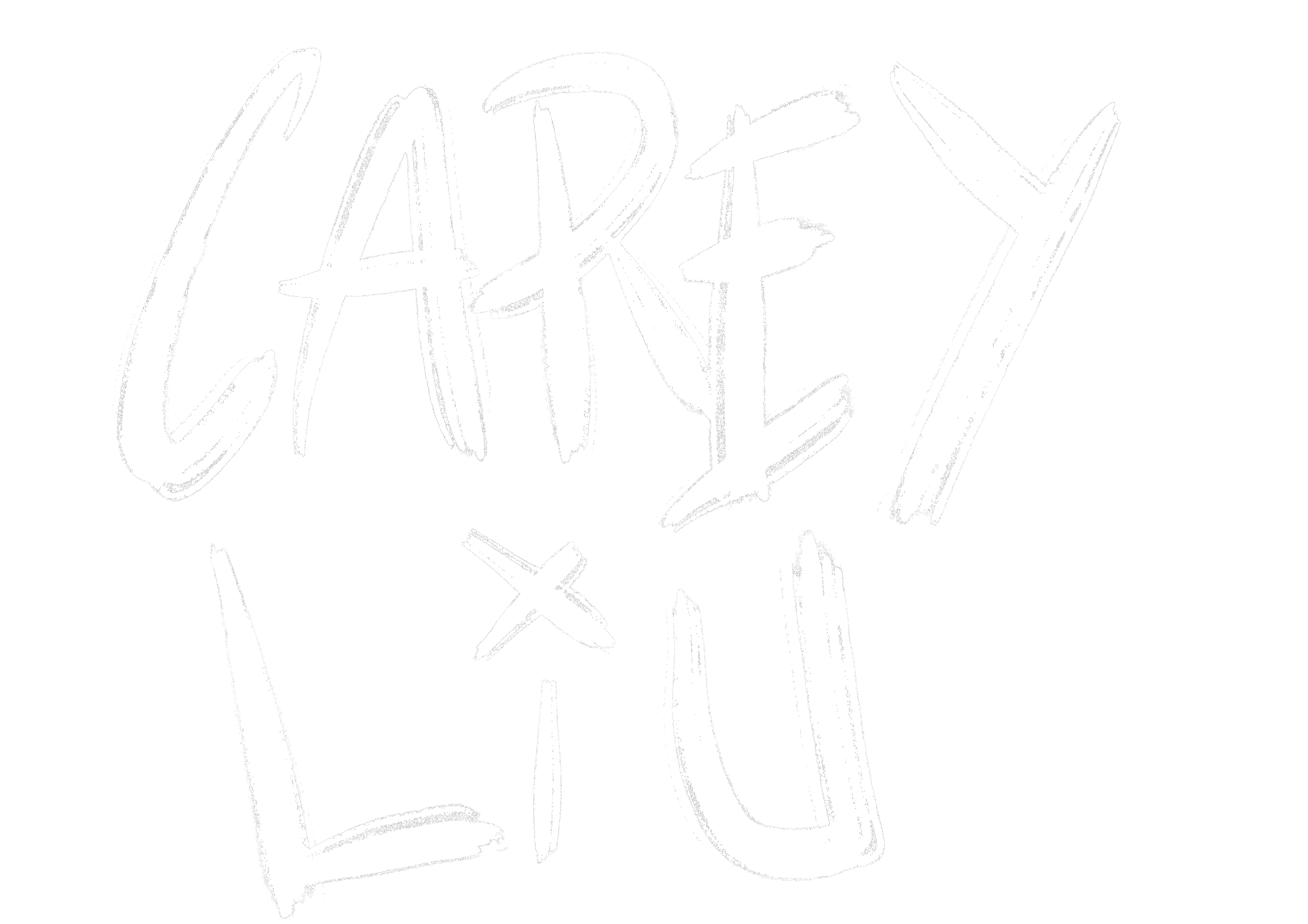 White chalk drawing of the words 'CARRY ON' with arrows and lines on a black background.