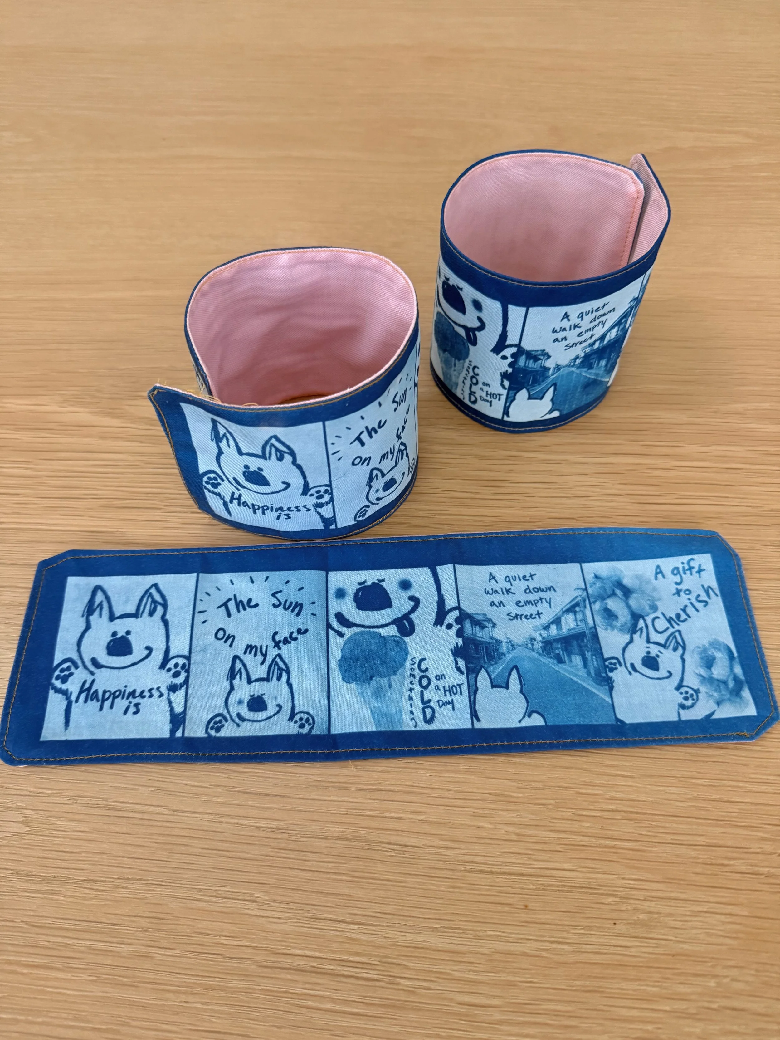 "Happiness Is" Cyanotype Fabric mini Zine