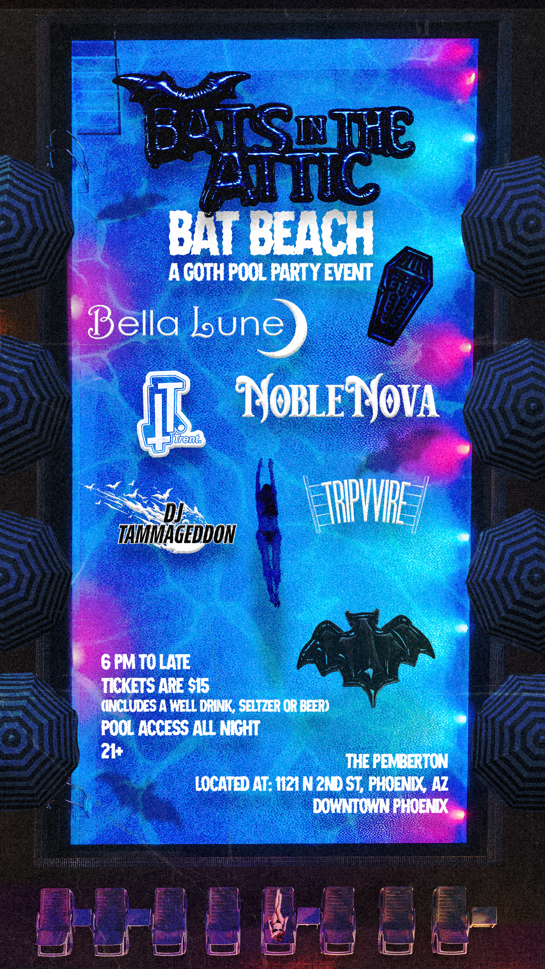 Bat Beach! A goth pool event