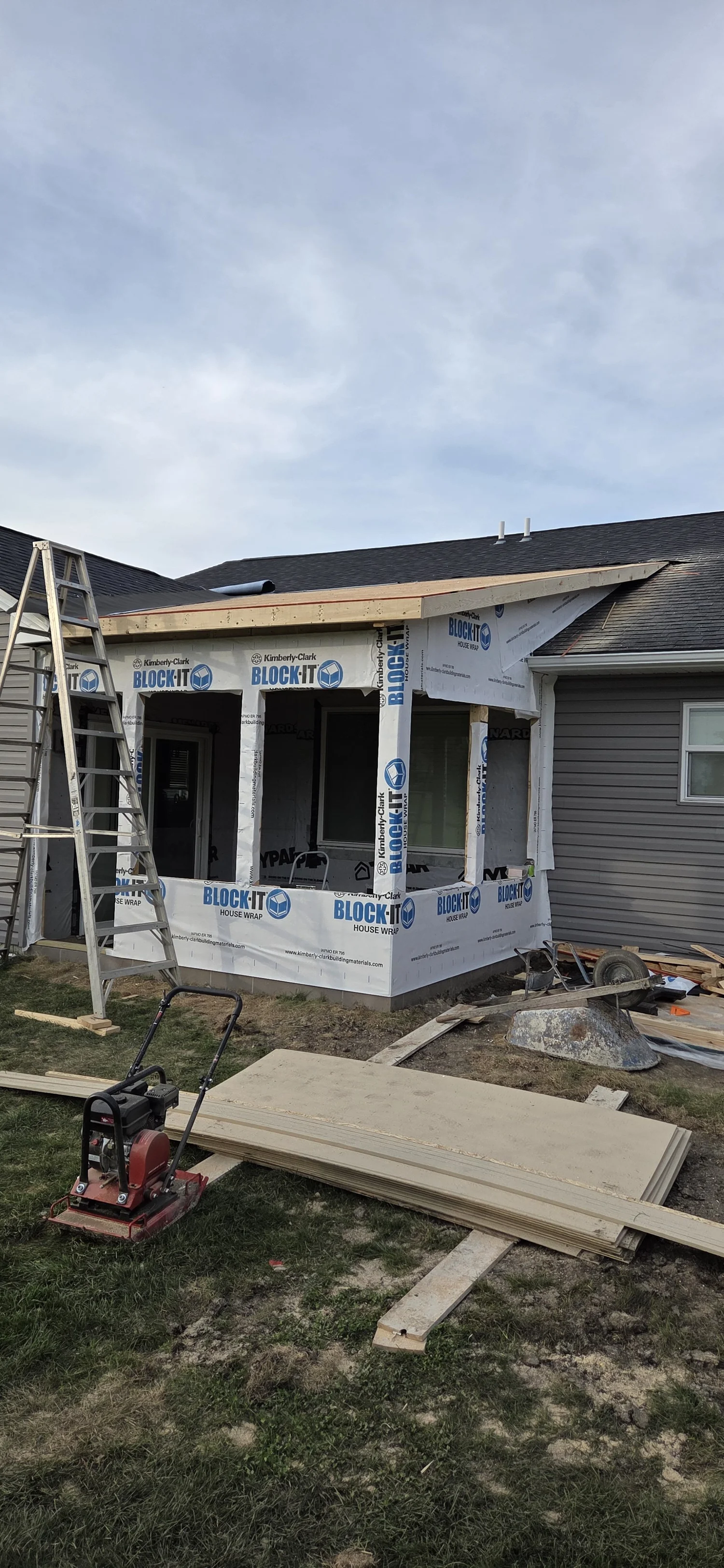 House wrapped and dried in