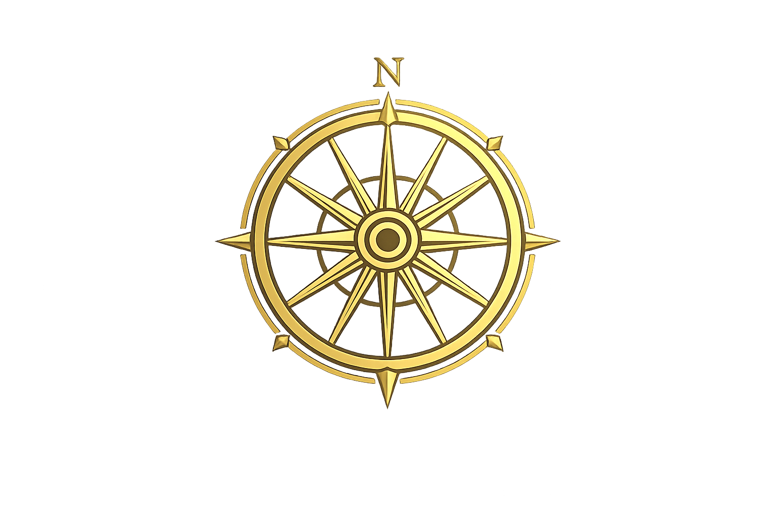 A golden nautical compass rose design.