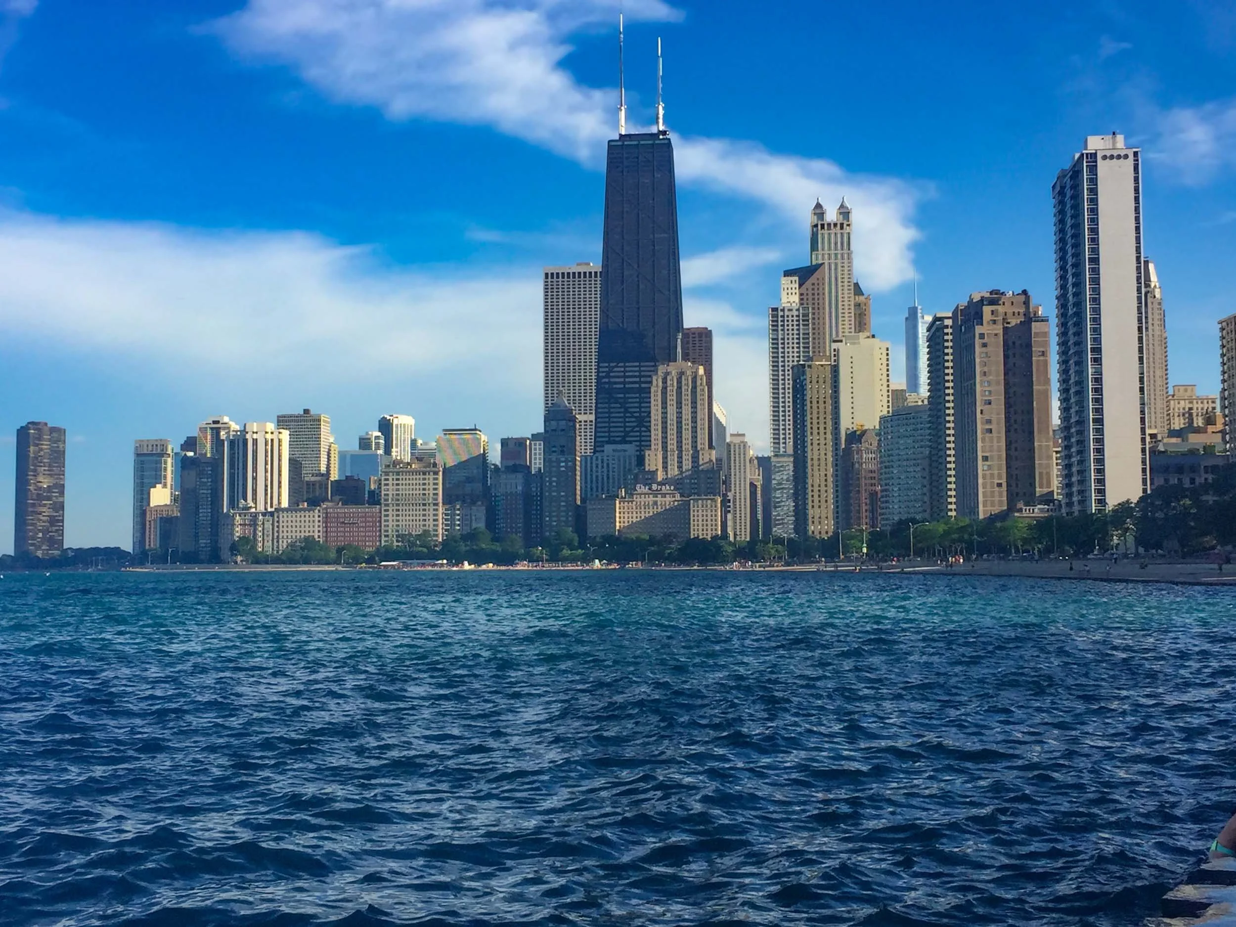 View of downtown from the Lincoln Park lakefront trail