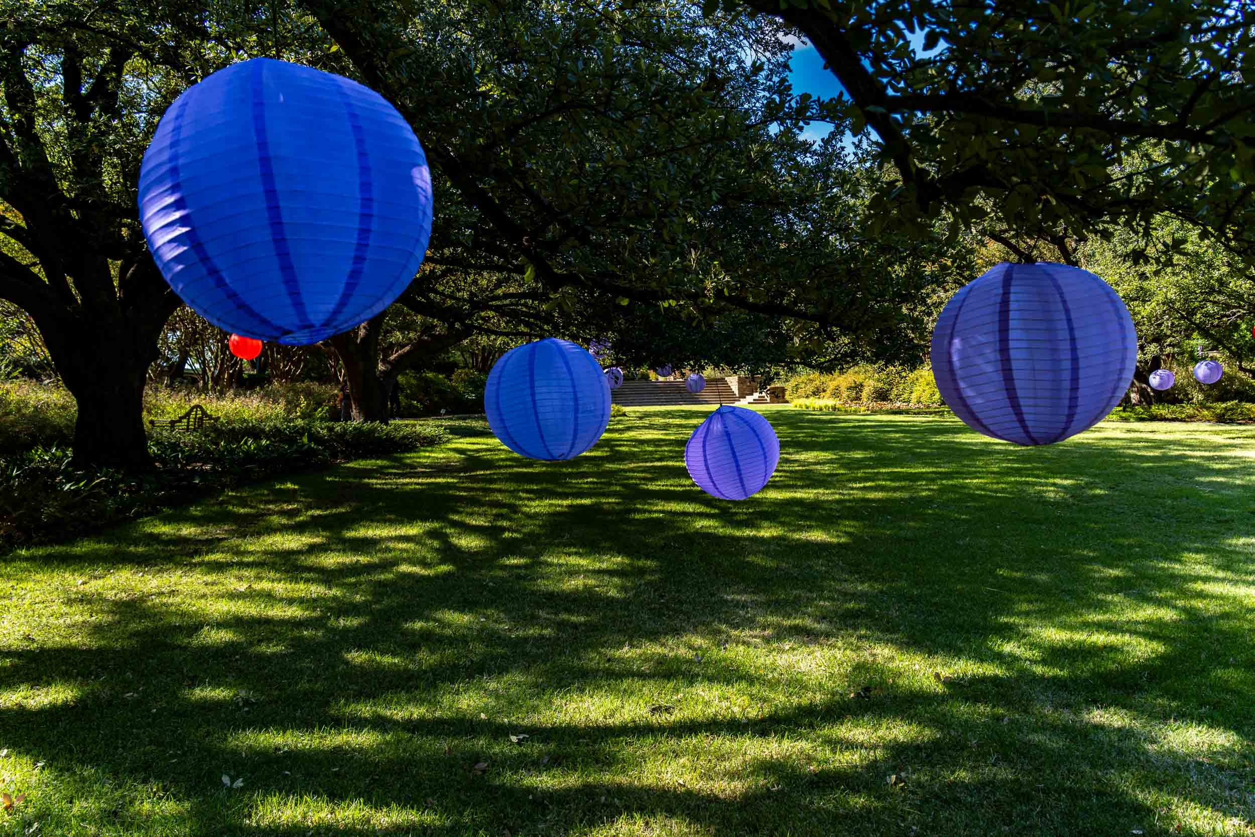 A scene at Fort Worth Botanic Garden during the annual Japanese Garden Festival. The vivid blue oriental paper lanterns move in unison with the breeze. I found this to be a simple but captivating composition for a photo. 