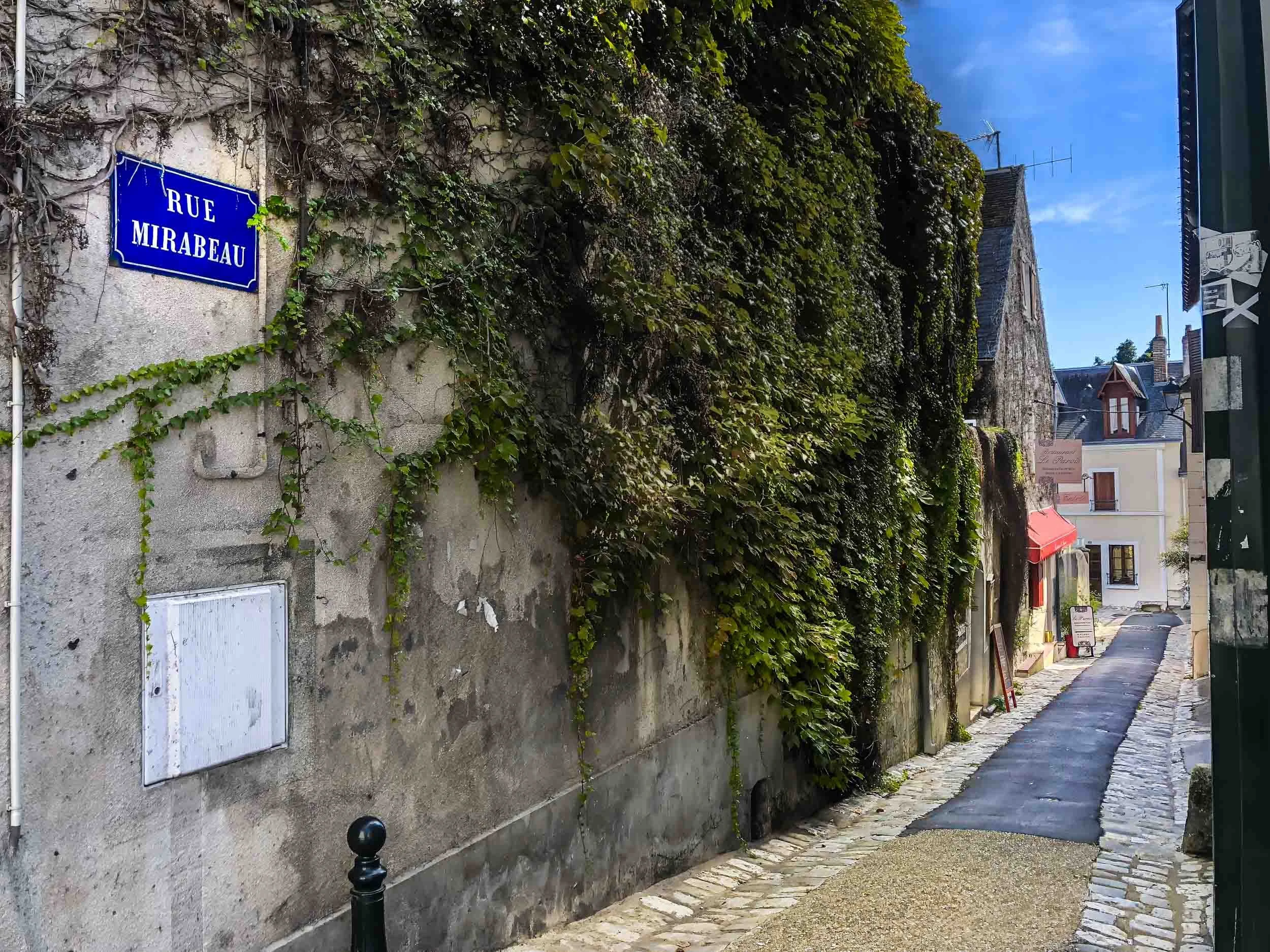 Rue Mirabeau is a street in the medieval town of Amboise, France. Comte de Mirabeau was a prominent French politician, writer, and orator during the early stages of the French Revolution. This narrow and quaint pathway, edged by cobblestones, is comm