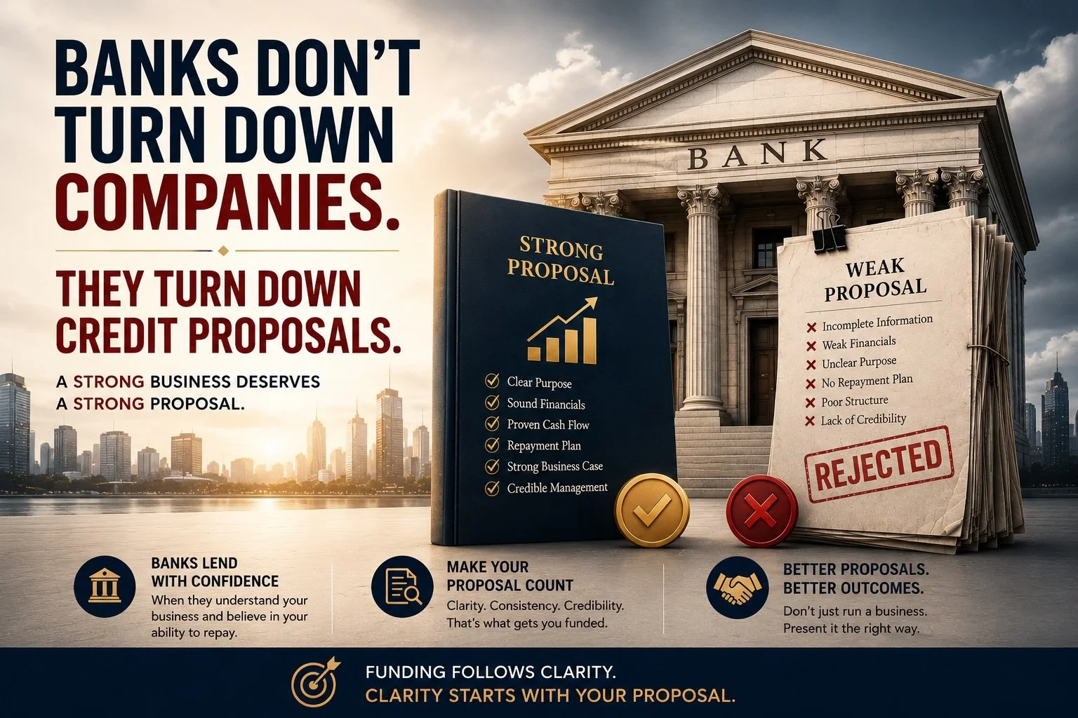 Banks don’t turn down companies. They turn down credit proposals.