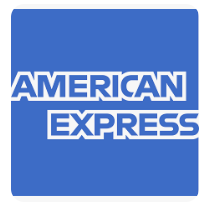 American Express logo with blue background and white text