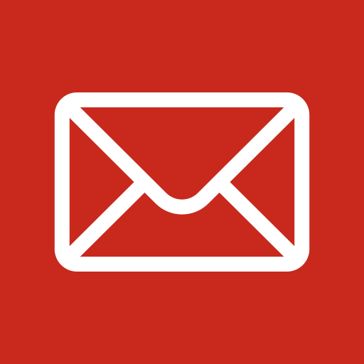 Icon of a white envelope on a red background.