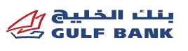Gulf Bank logo with Arabic and English text and a stylized red and blue graphic