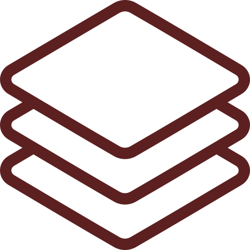 Illustration of a stack of three layered sheets, representing layers or stacking.