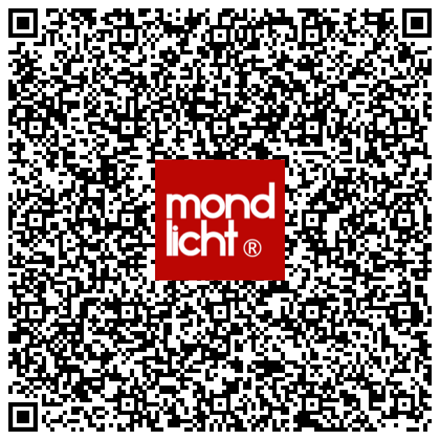 A QR code with a red logo in the center that reads 'mond licht'.
