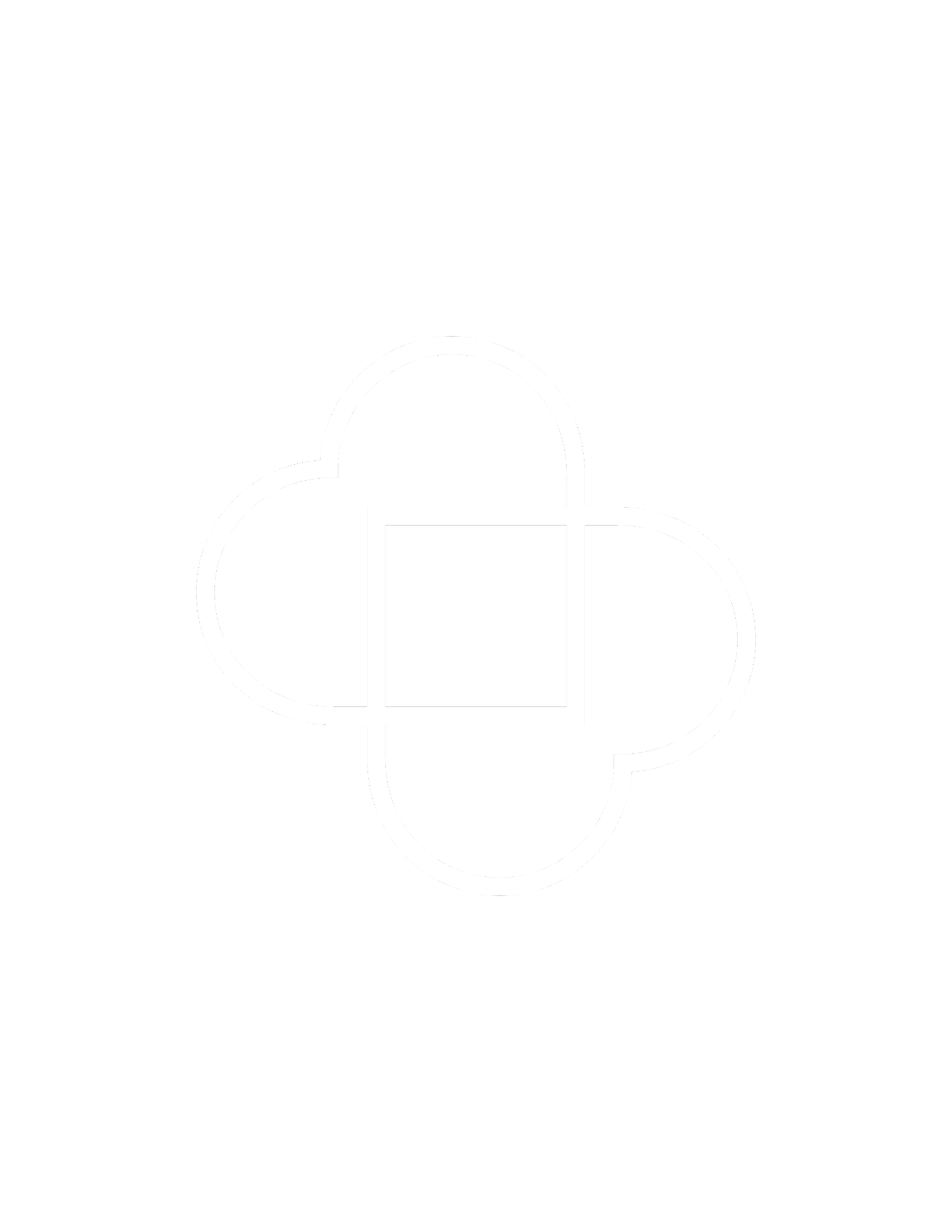 Outline of a flower with four petals and a grid pattern in the center, set against a black background.