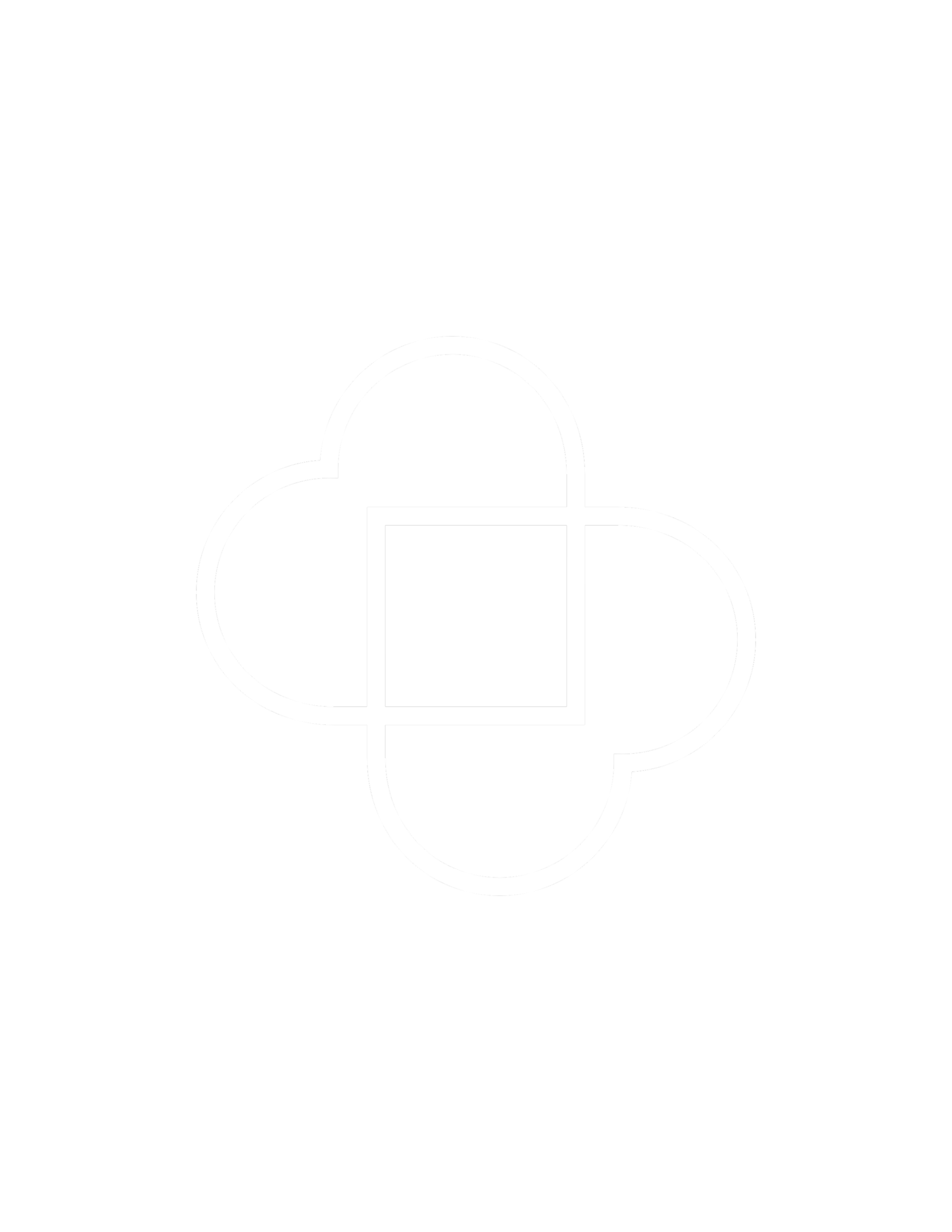 A black background with overlapping white outline shapes resembling clouds and squares.