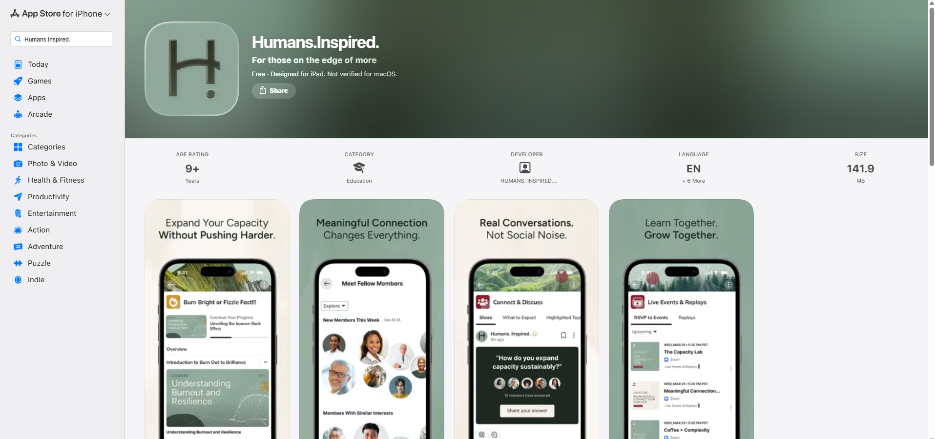 As sample screen shot of Humans.Inspired. app coming soon